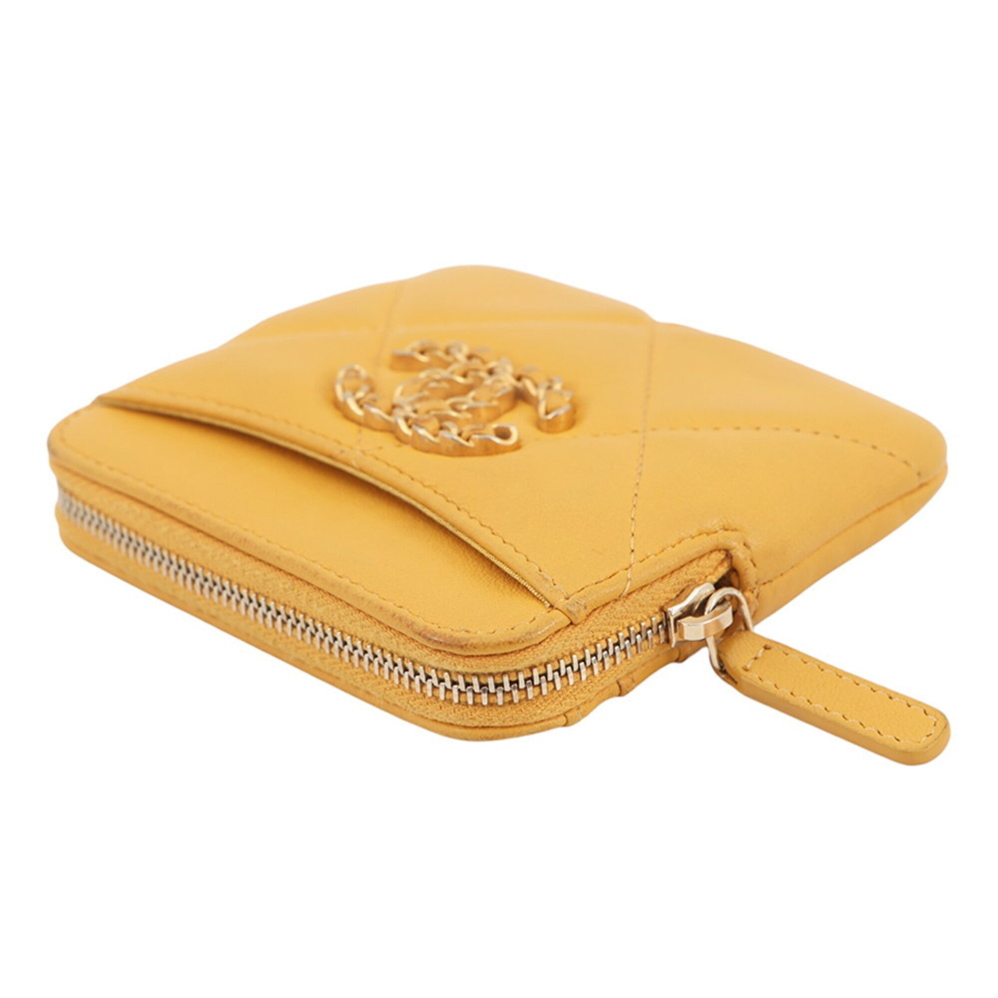 Chanel Yellow Leather Coin Purse/Coin Case (Pre-Owned)