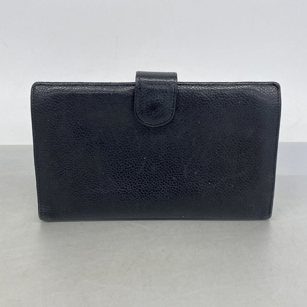 Chanel Black Grained Calfskin Long Wallet (Bi-Fold) (Pre-Owned)