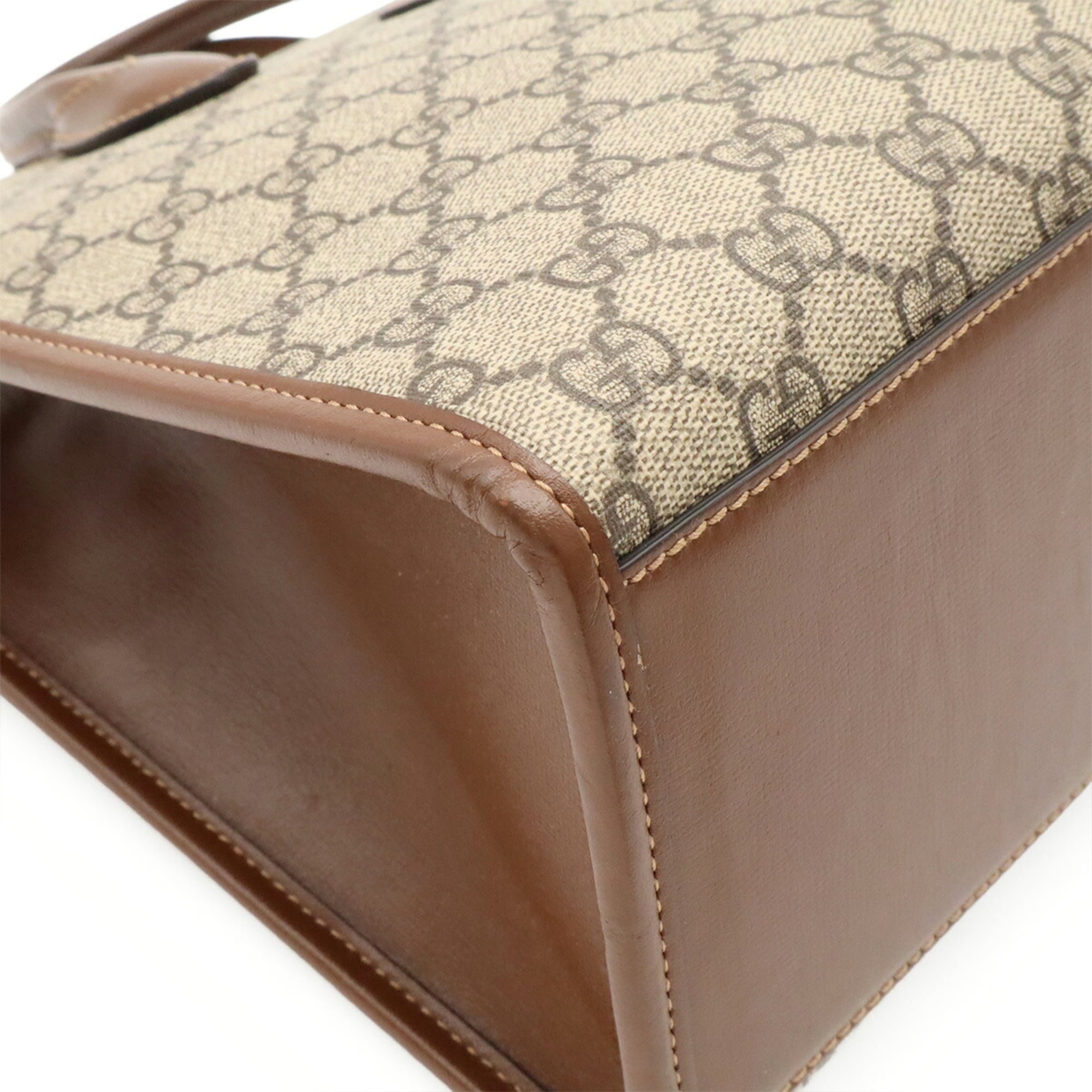 Gucci Brown Ivory Gg Supreme Handbag Shoulder Bag Tote Bag (Pre-Owned)