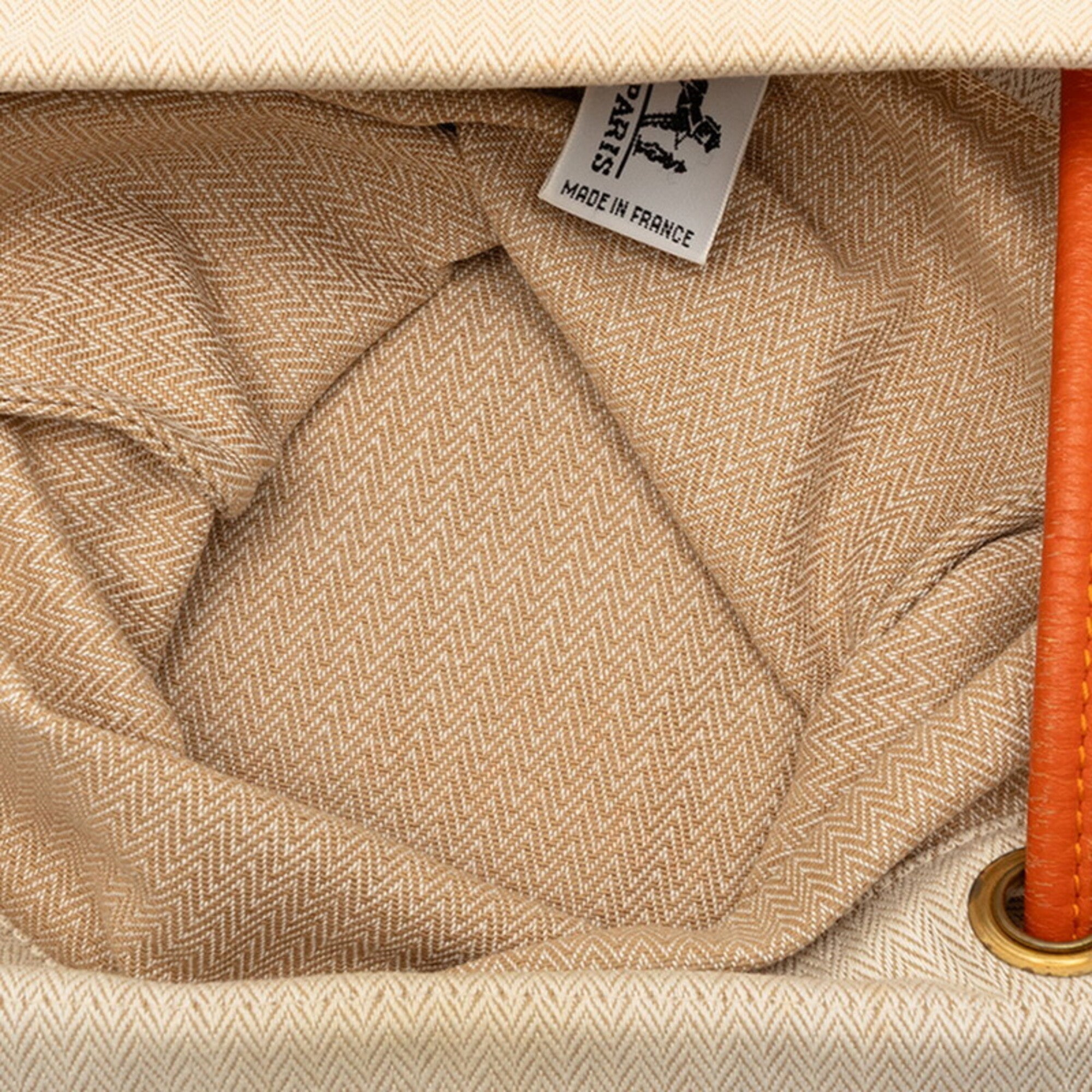 Hermes Beige Orange Toile Chevron Leather Shoulder Bag (Pre-Owned)