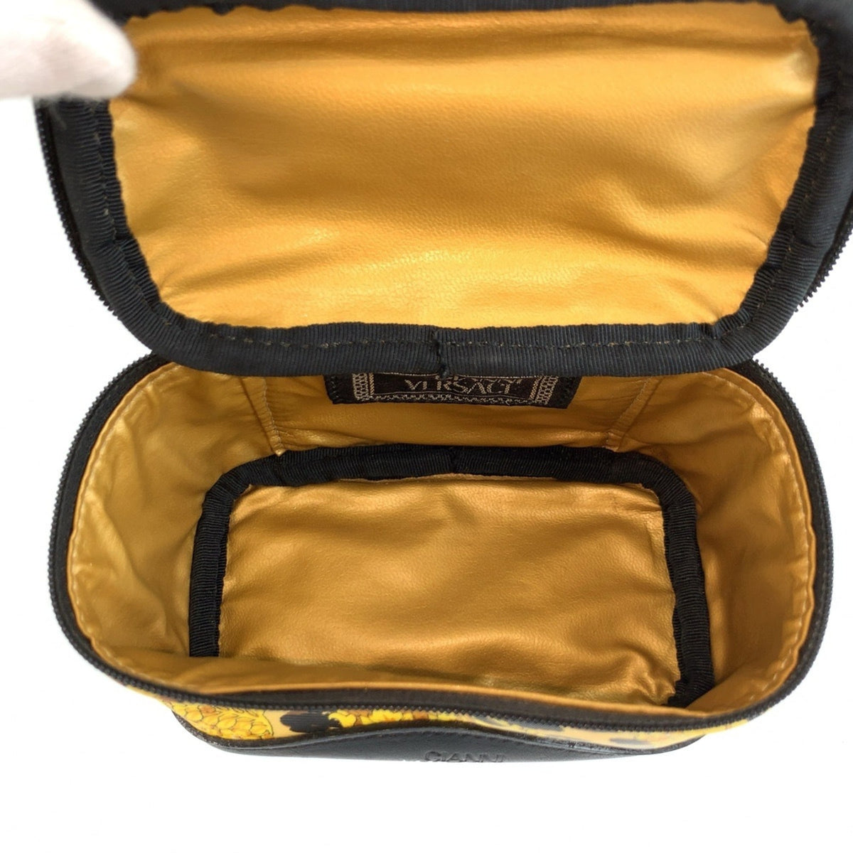 Versace Black Yellow Pvc Handbag Pouch Vanity Bag (Pre-Owned)