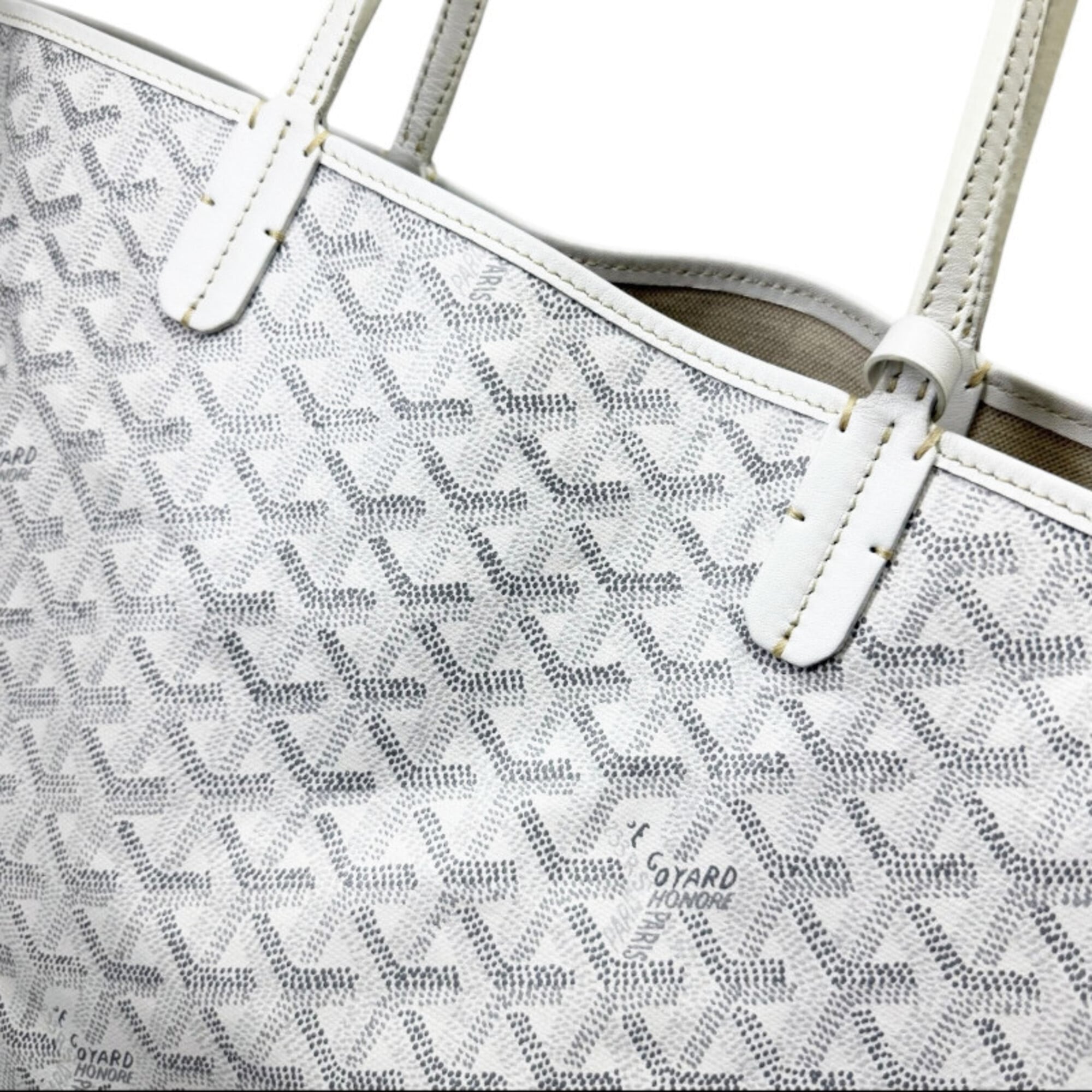 Goyard White Coated Canvas Leather Shoulder Bag Tote Bag (Pre-Owned)