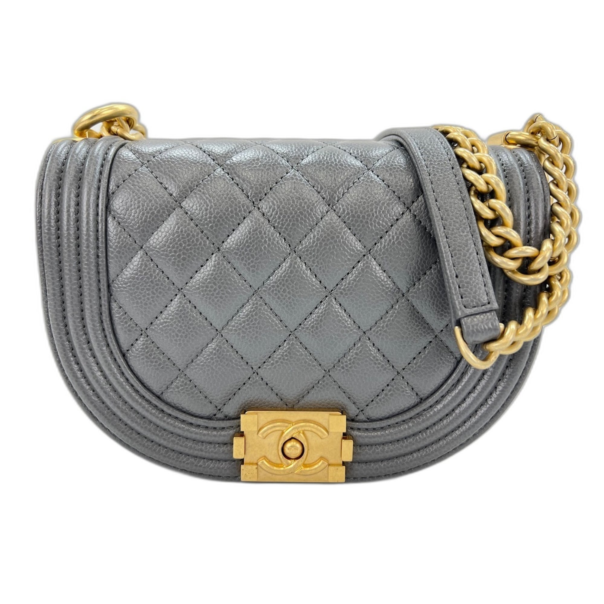 Chanel Boy Chanel Gray Shoulder Bag (Pre-Owned)