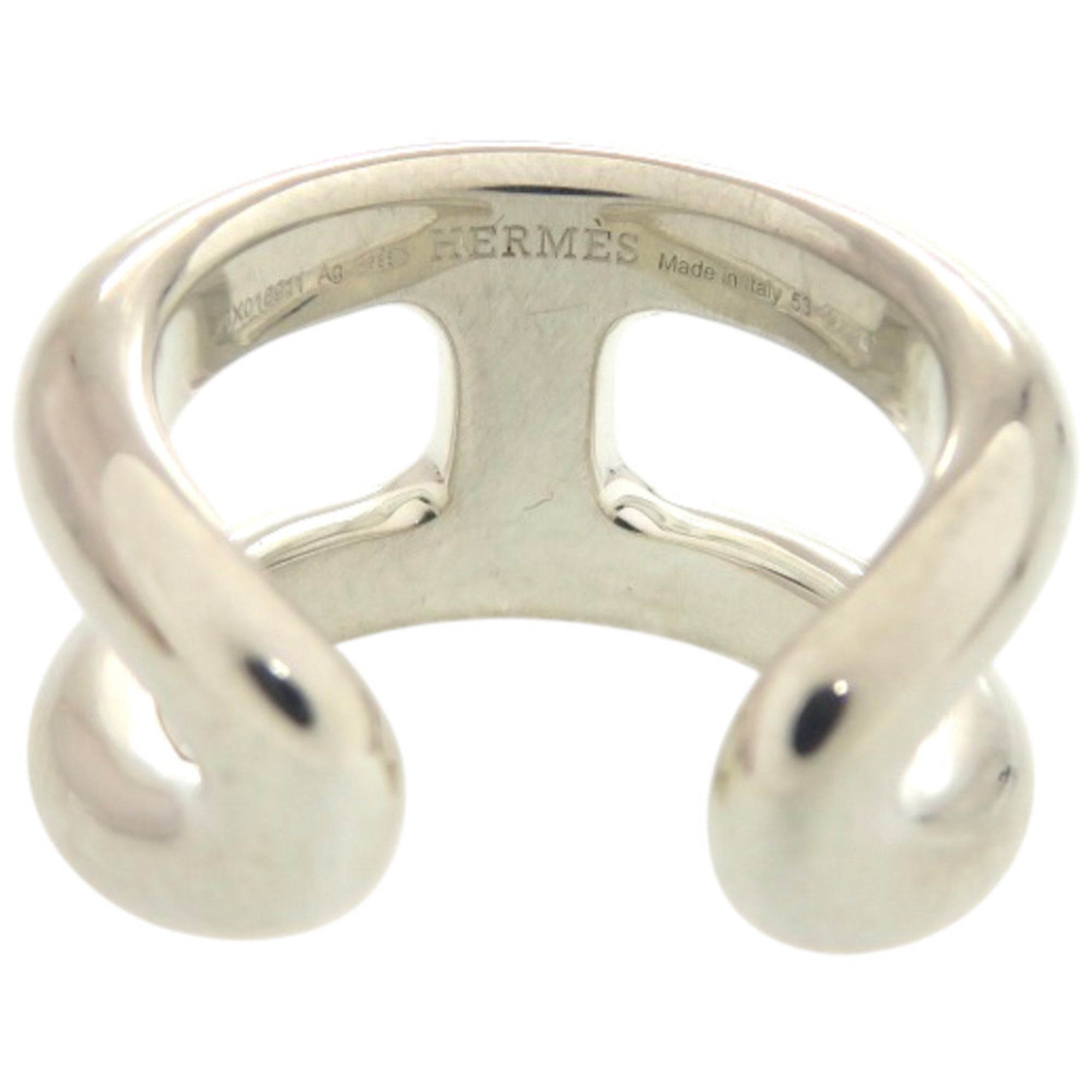 Hermes Silver Silver 925 Band Ring (Pre-Owned)