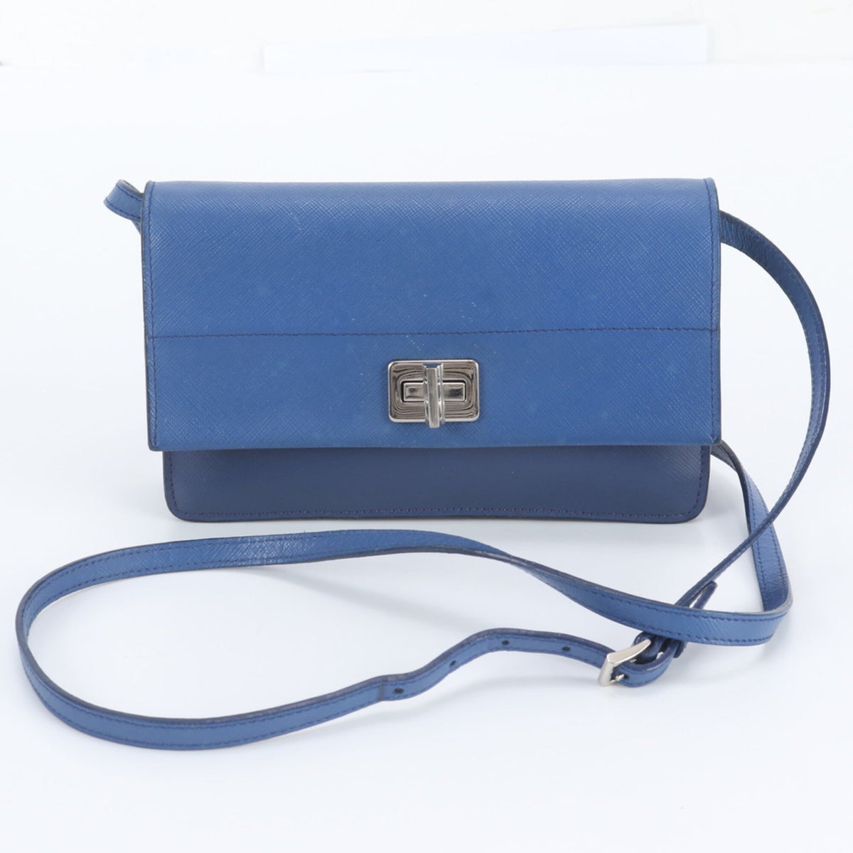 Prada Blue Leather Crossbody Bag Shoulder Bag (Pre-Owned)