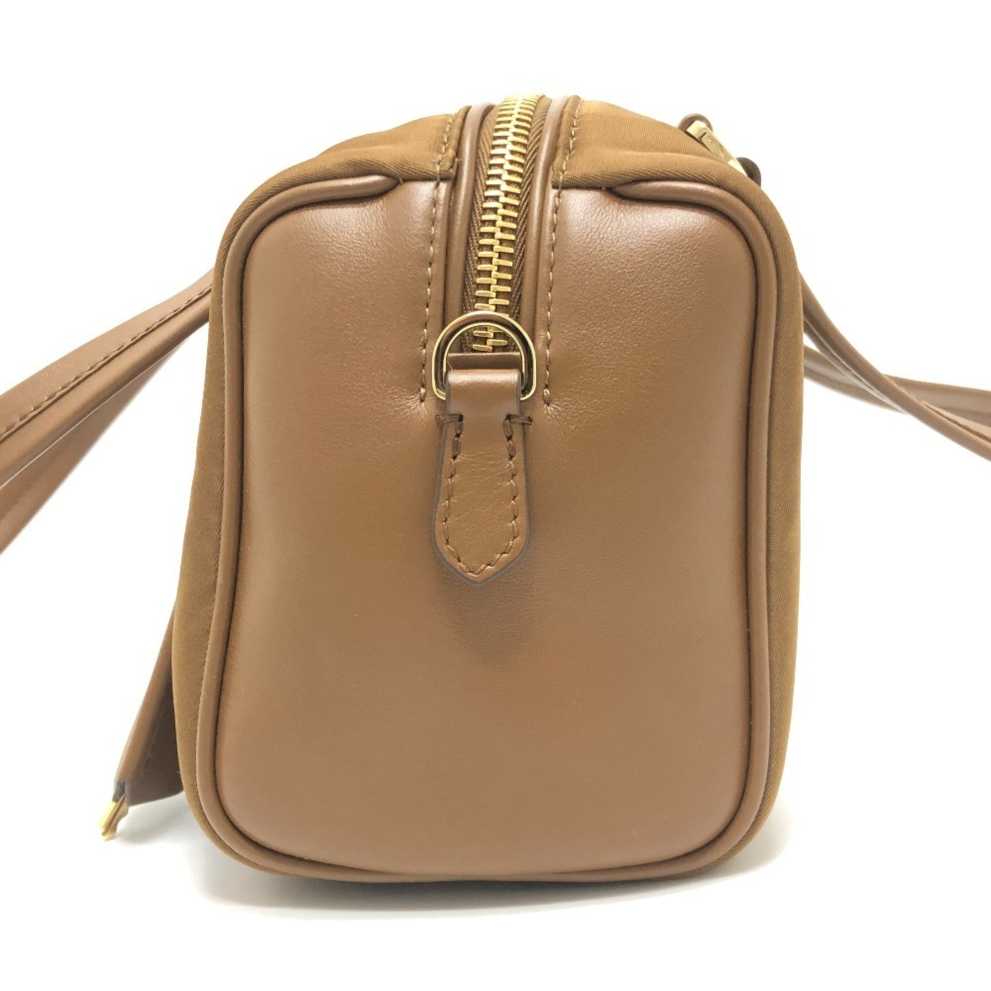 Prada Brown Nylon Leather Shoulder Bag (Pre-Owned)