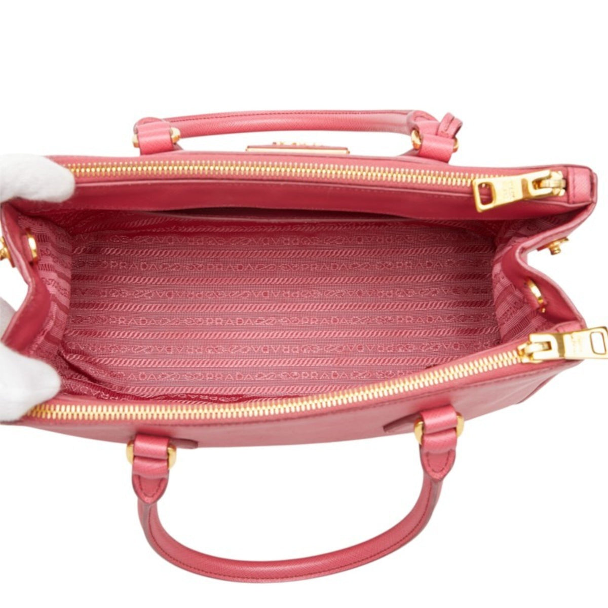 Prada Pink Saffiano Triangle Leather Handbag Shoulder Bag (Pre-Owned)