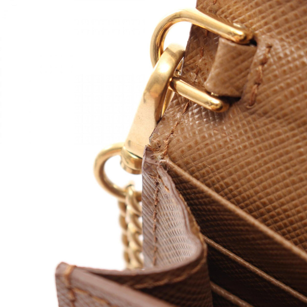 Prada Brown Leather Handbag Shoulder Bag (Pre-Owned)