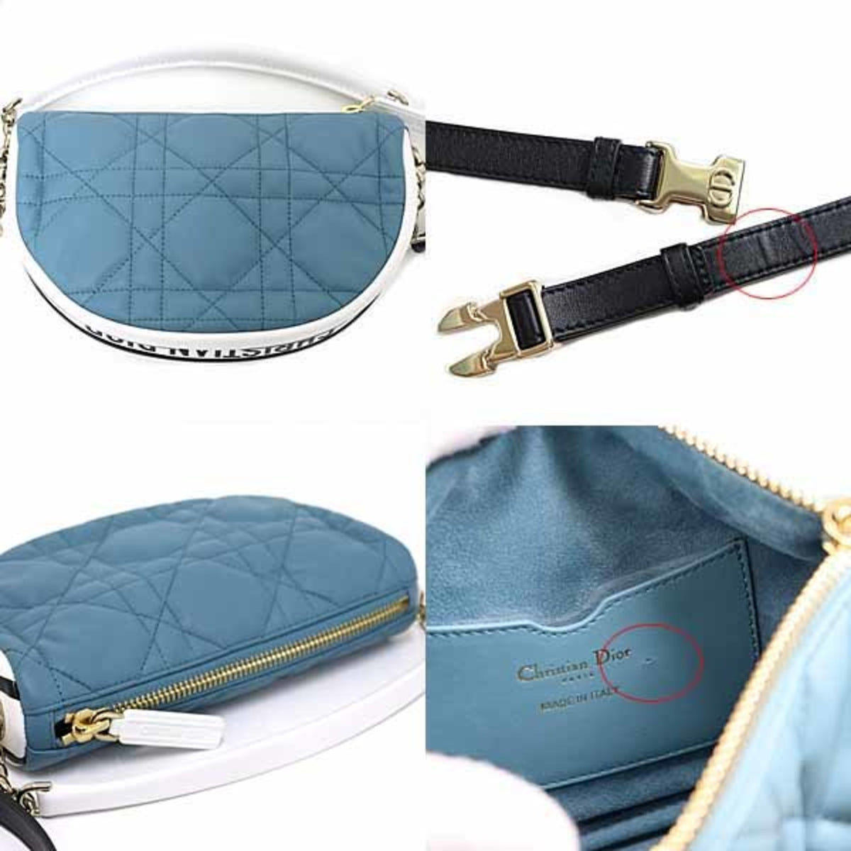 Christian Dior Black Blue White Leather Shoulder Bag (Pre-Owned)
