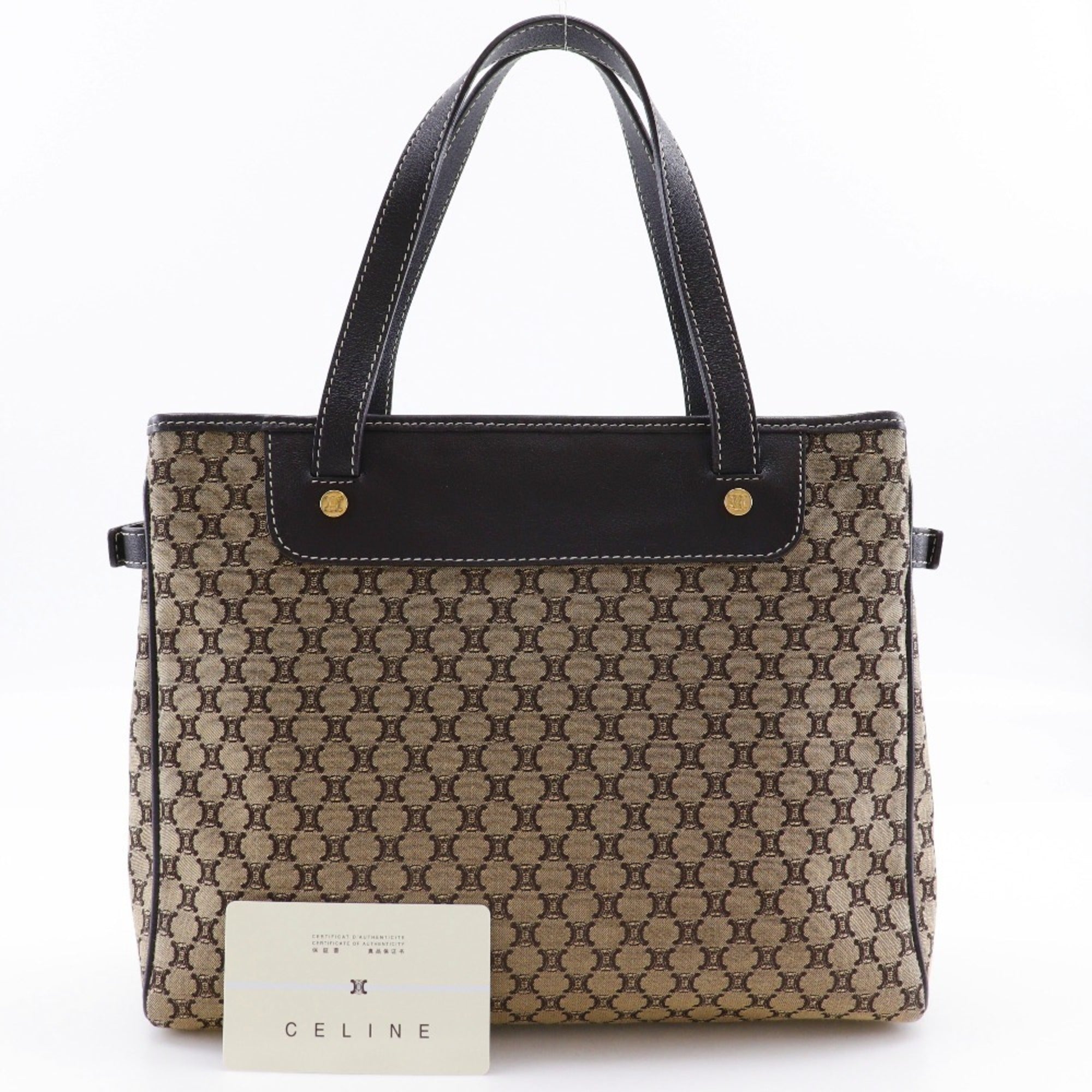 Celine Macadam Brown Canvas Leather Handbag (Pre-Owned)