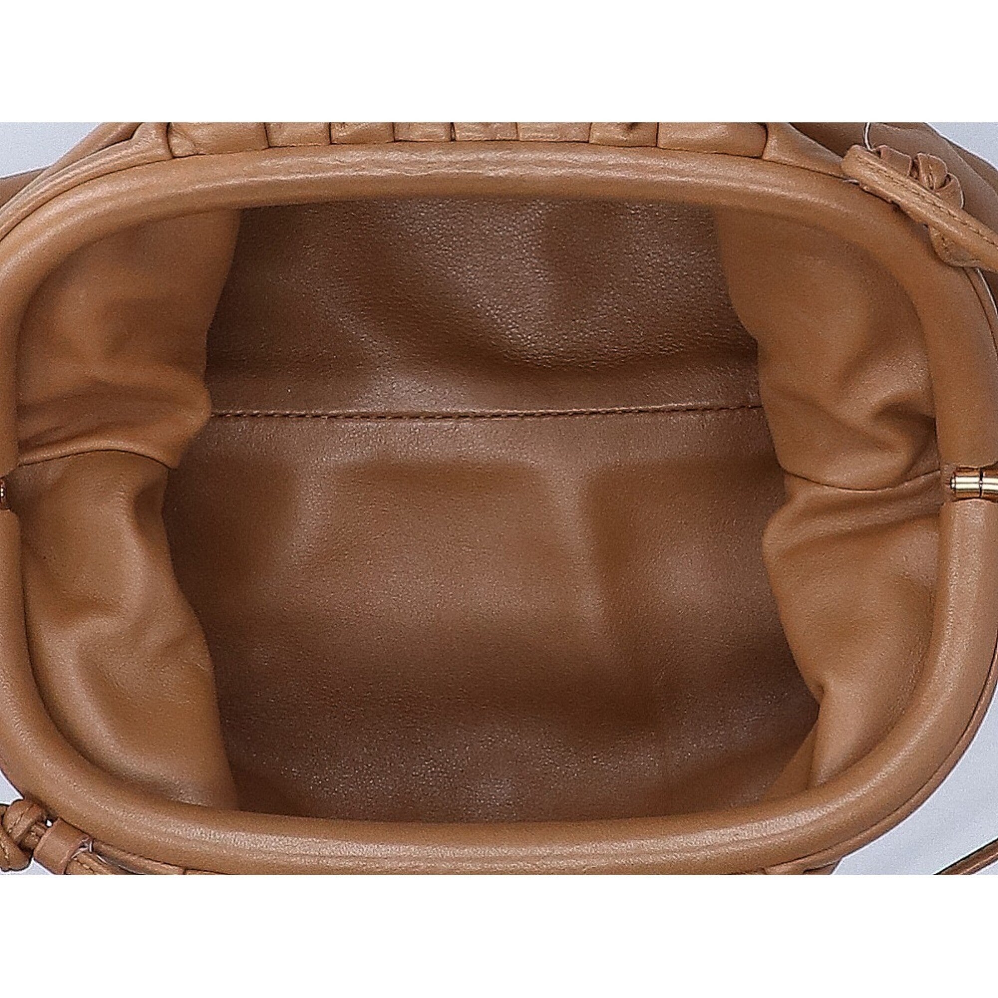 Bottega Veneta Dark Beige Leather Pouch Shoulder Bag (Pre-Owned)