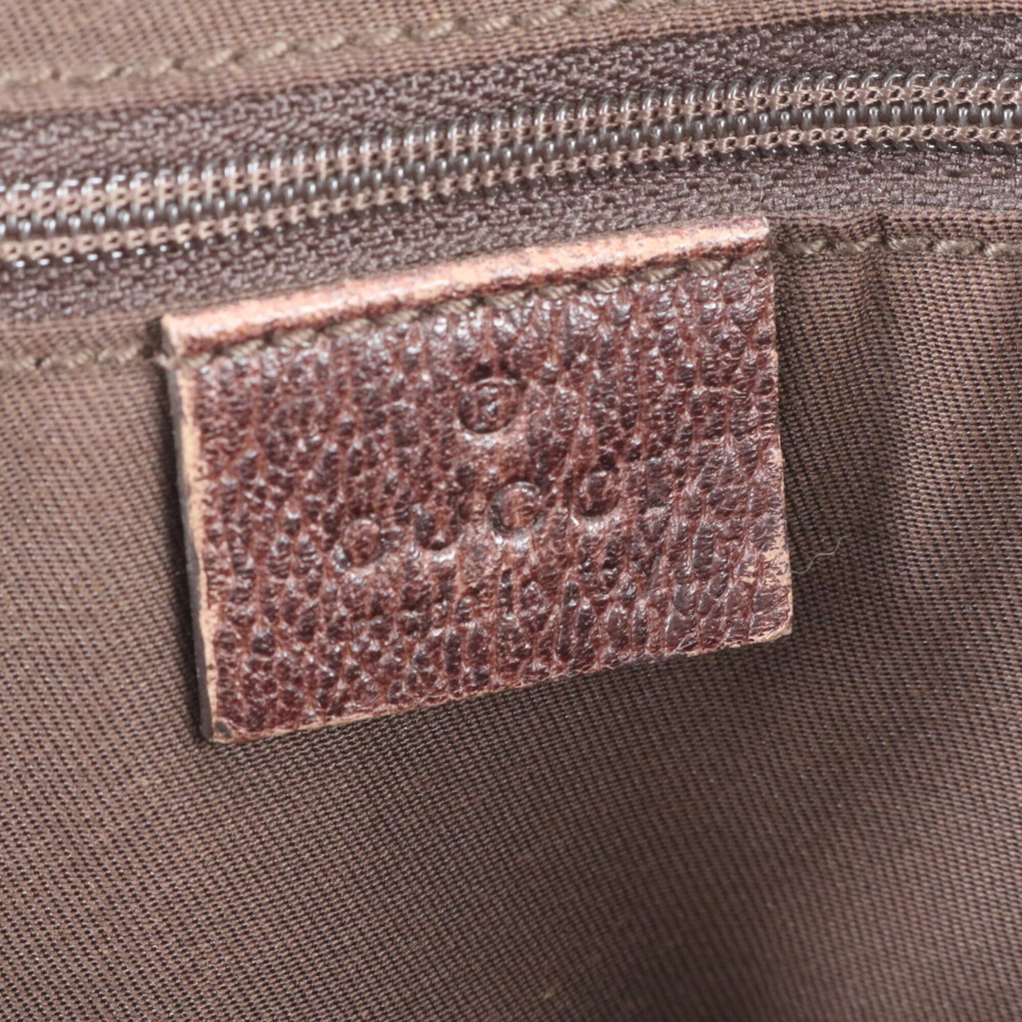 Gucci Gg Canvas Brown Leather Canvas Handbag Tote Bag (Pre-Owned)