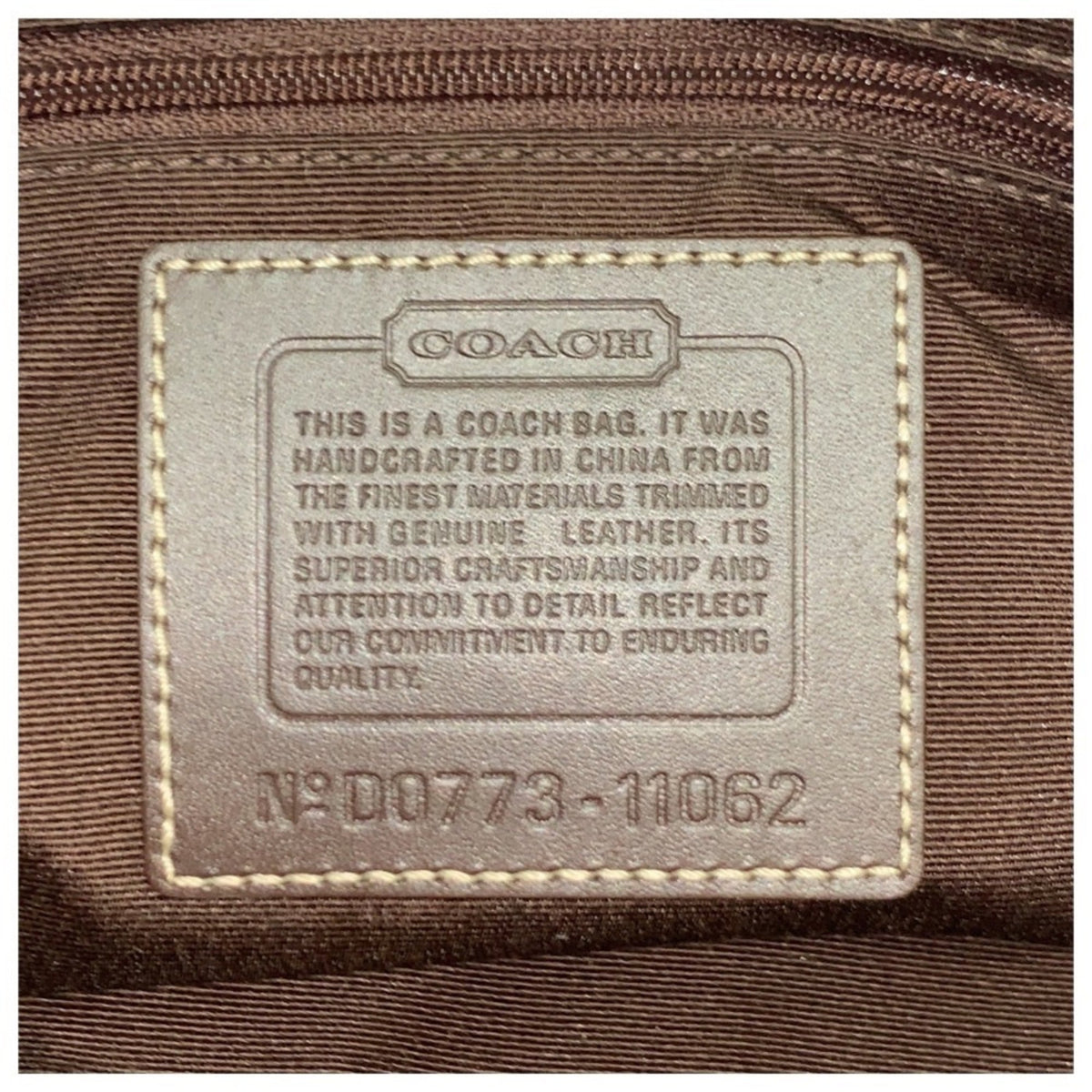 Coach Beige Dark Brown Canvas Leather Handbag Tote Bag (Pre-Owned)