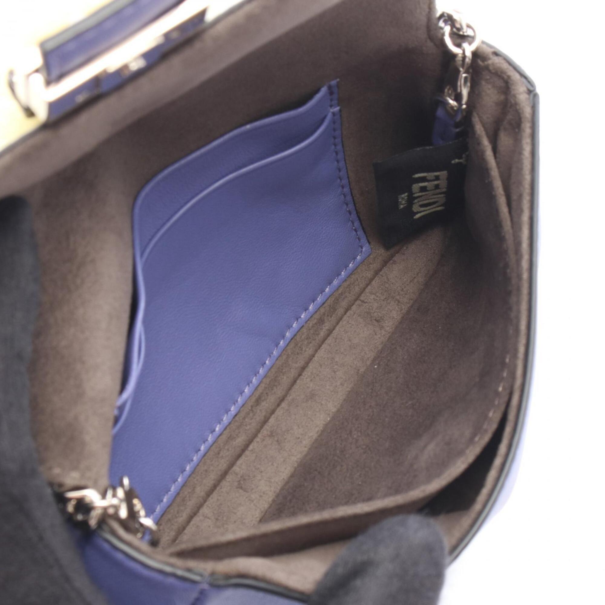 Fendi Multi-Color Purple Yellow Leather Fur Handbag Shoulder Bag (Pre-Owned)