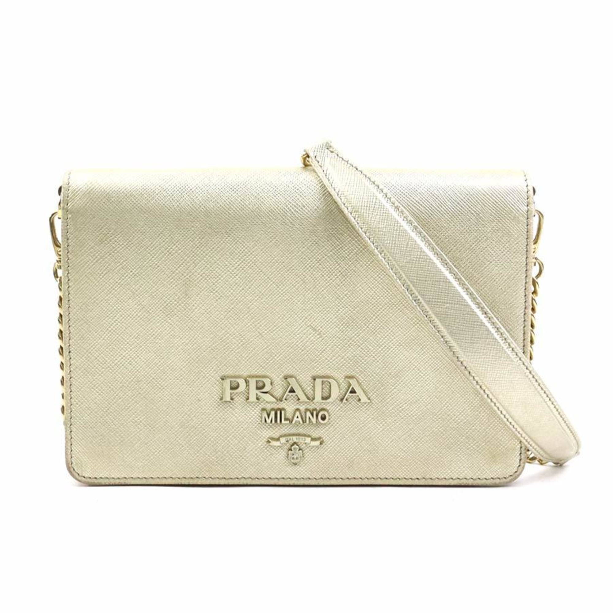 Prada Gold Leather Shoulder Bag (Pre-Owned)