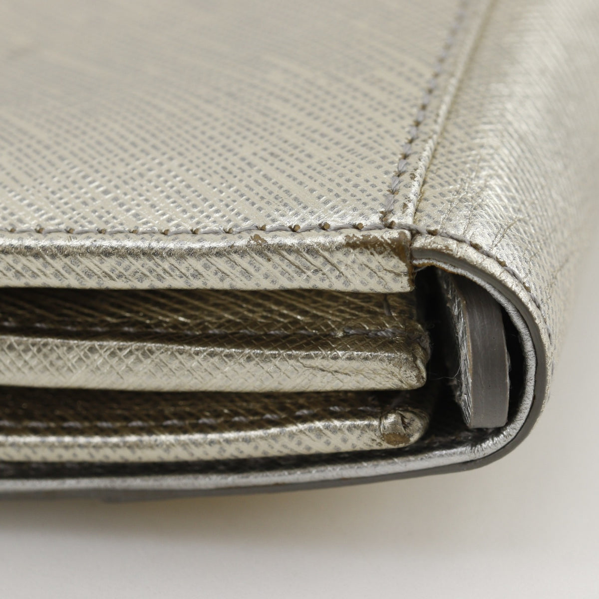Salvatore Ferragamo Vara Silver Leather Long Wallet (Bi-Fold) (Pre-Owned)