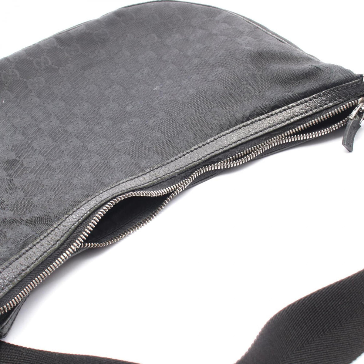 Gucci Black Canvas Leather Handbag Shoulder Bag (Pre-Owned)