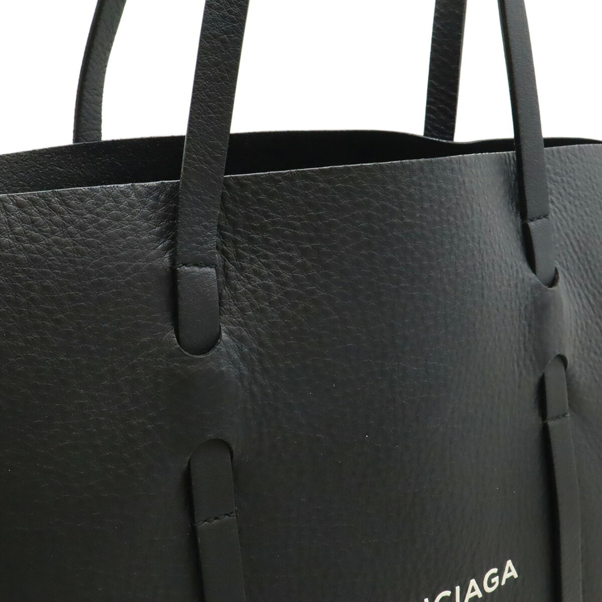 Balenciaga Black Leather Shoulder Bag Tote Bag (Pre-Owned)
