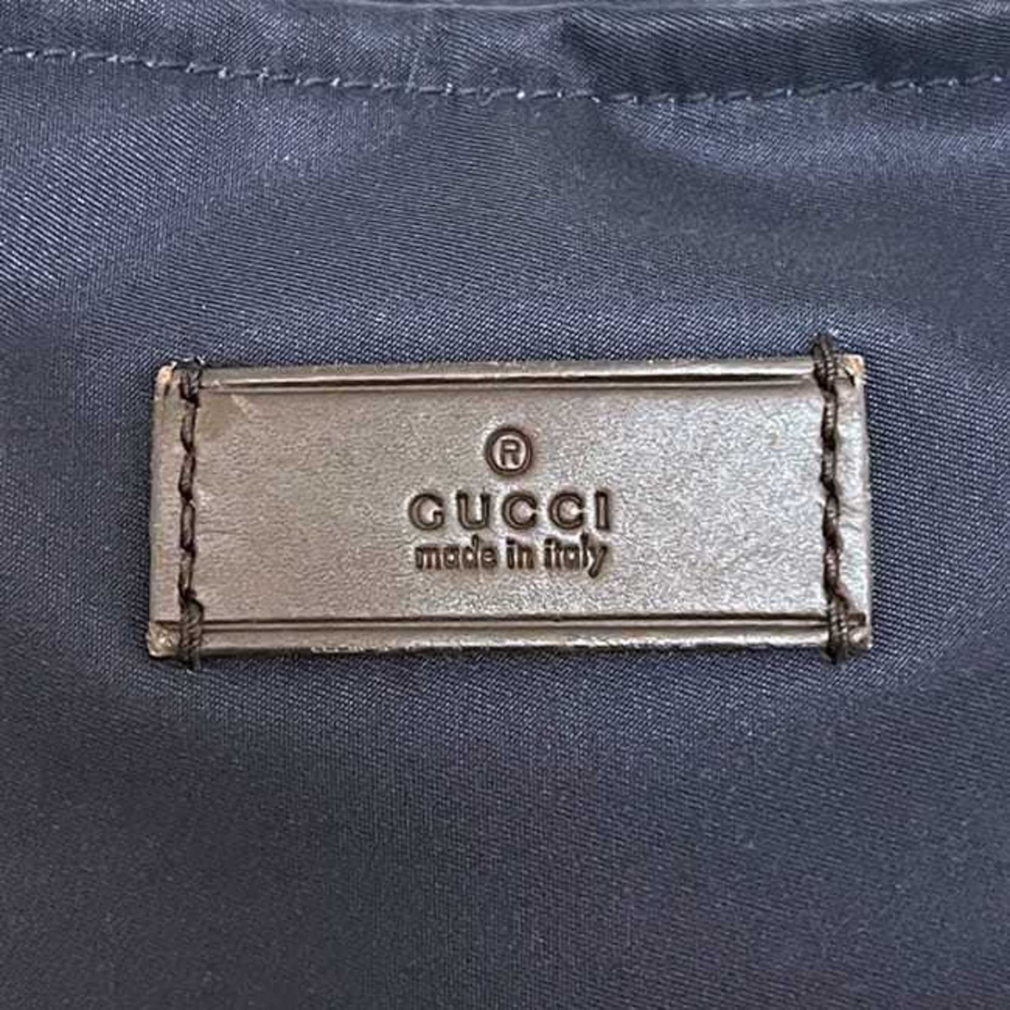 Gucci Navy Red Color Nylon Leather Tote Bag (Pre-Owned)