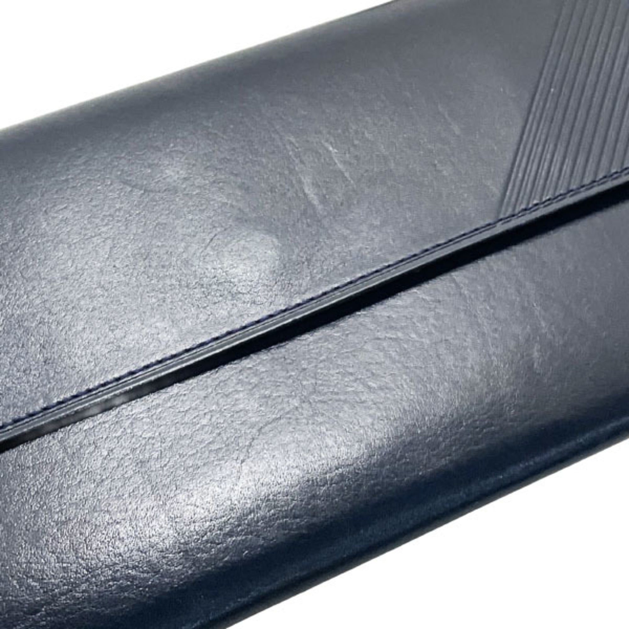 Yves Saint Laurent Navy Leather Long Wallet (Bi-Fold) (Pre-Owned)