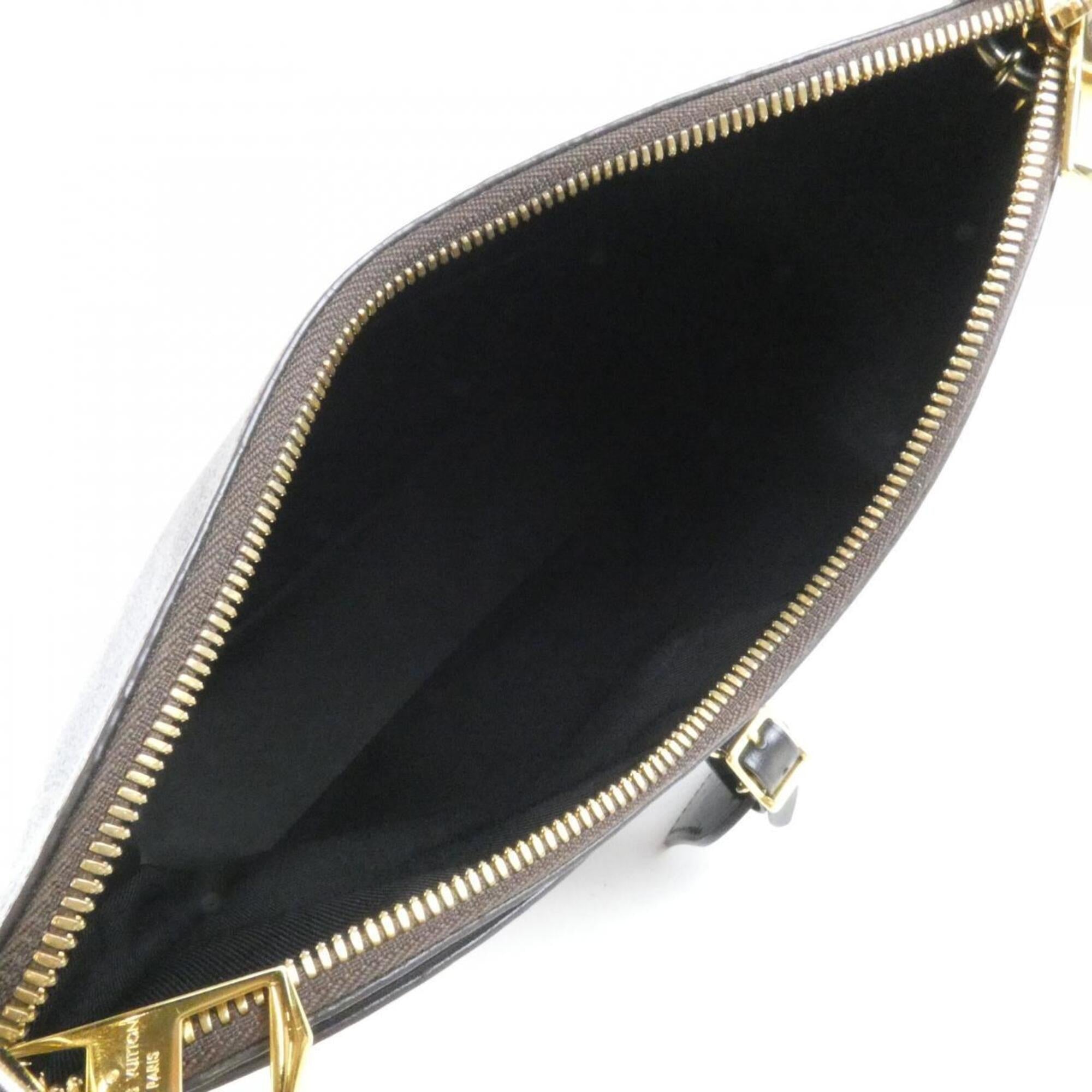 Louis Vuitton Black Brown Coated Canvas Shoulder Bag (Pre-Owned)