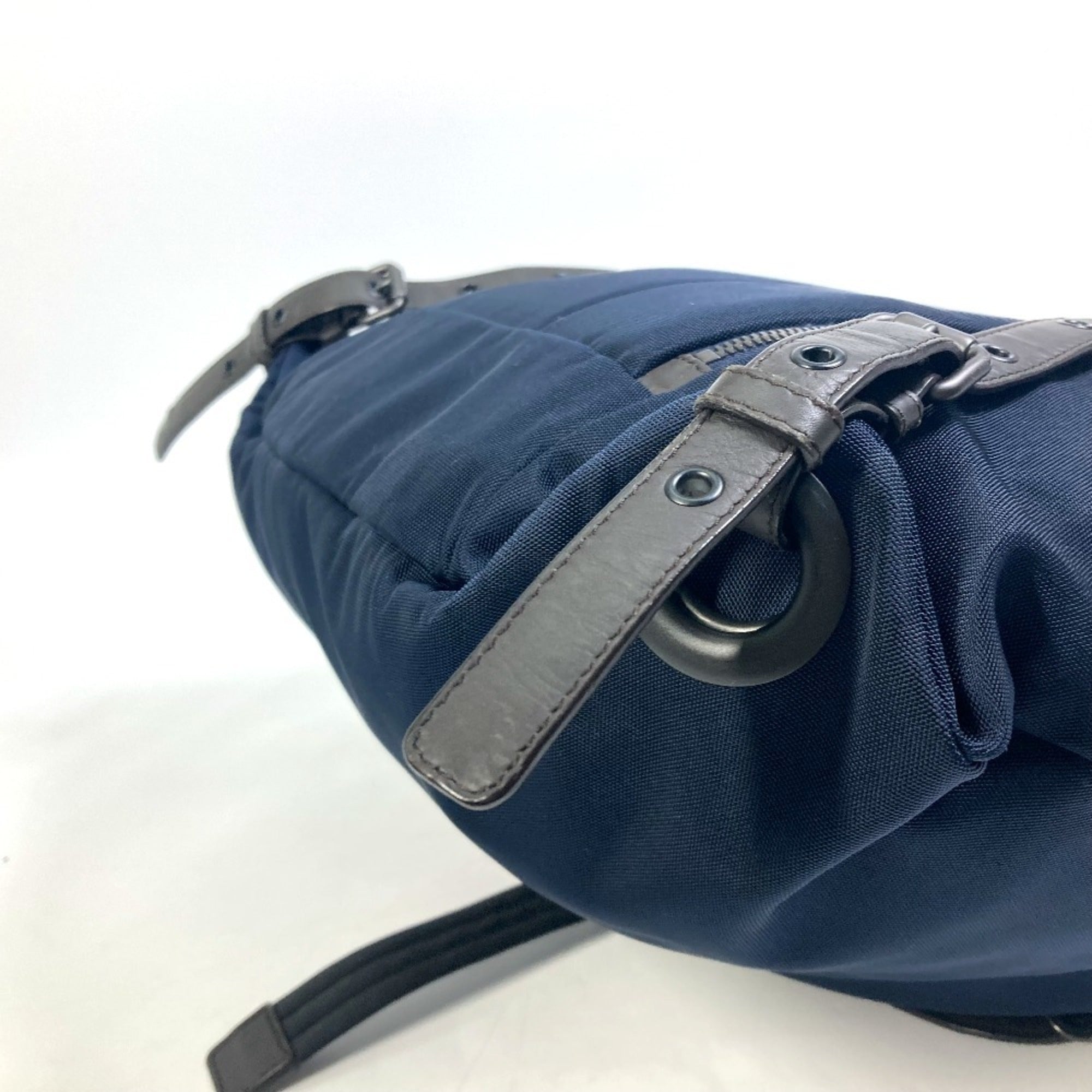 Bottega Veneta Brown Navy Nylon Leather Backpack (Pre-Owned)