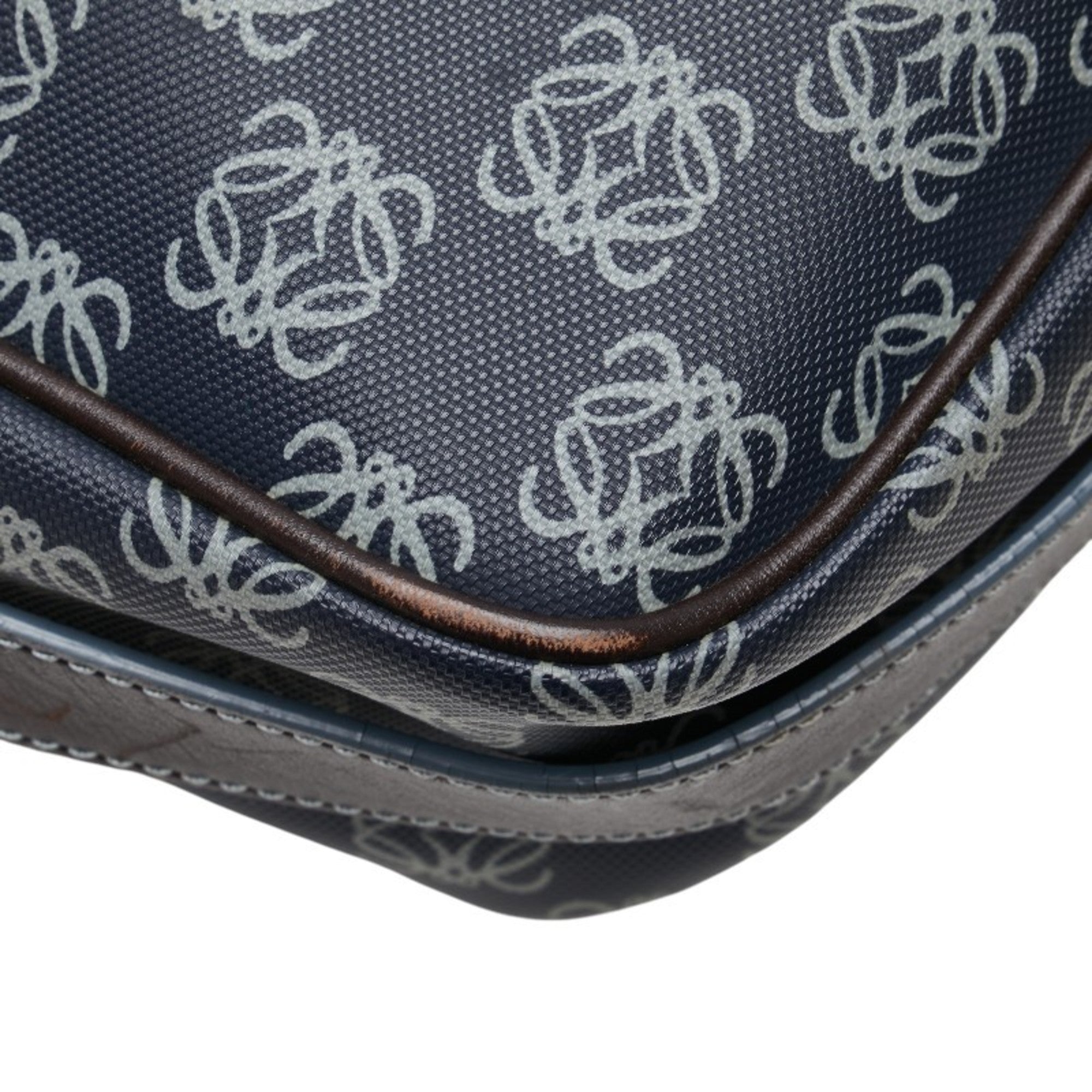 Loewe Gray Navy Pvc Leather Messenger Bag Shoulder Bag (Pre-Owned)