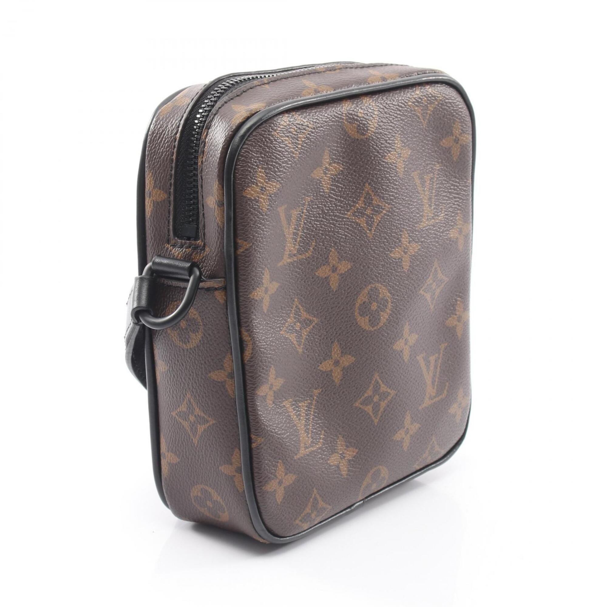 Louis Vuitton Black Brown Coated Canvas Leather Handbag Shoulder Bag (Pre-Owned)