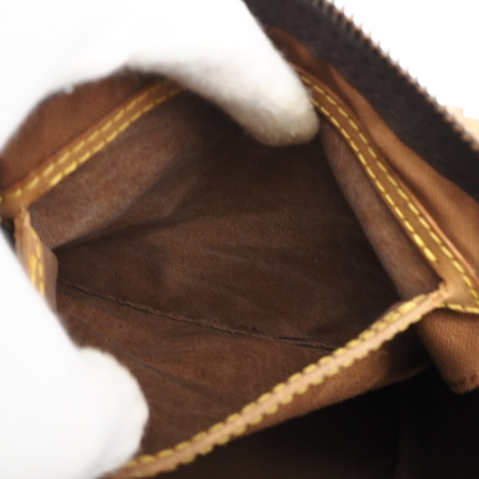 Louis Vuitton Beige Brown Coated Canvas Leather Handbag (Pre-Owned)