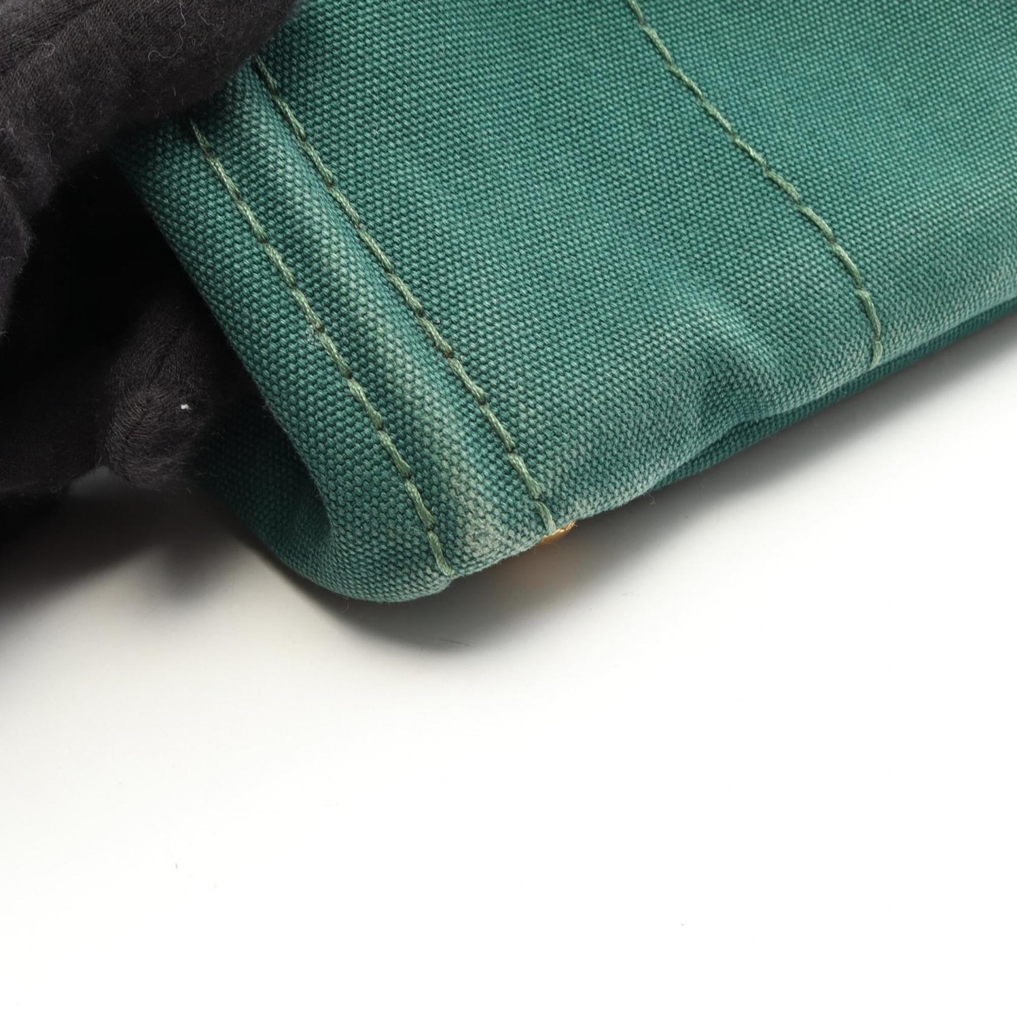 Prada Green Canvas Handbag Tote Bag (Pre-Owned)