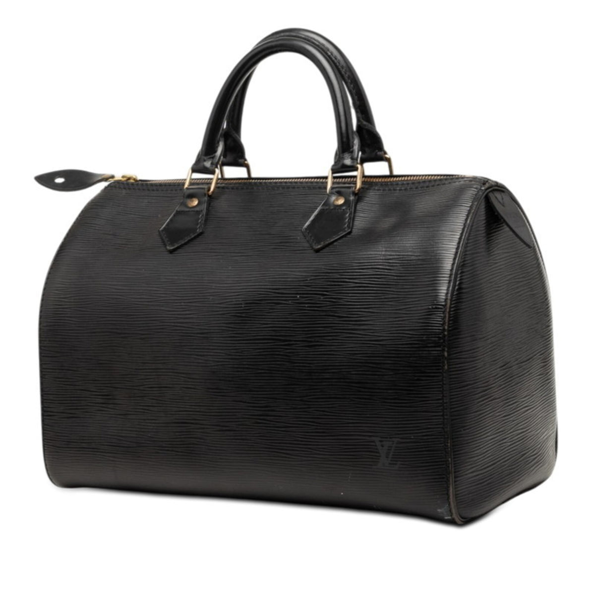 Louis Vuitton Black Noir Leather Boston Bag Handbag (Pre-Owned)