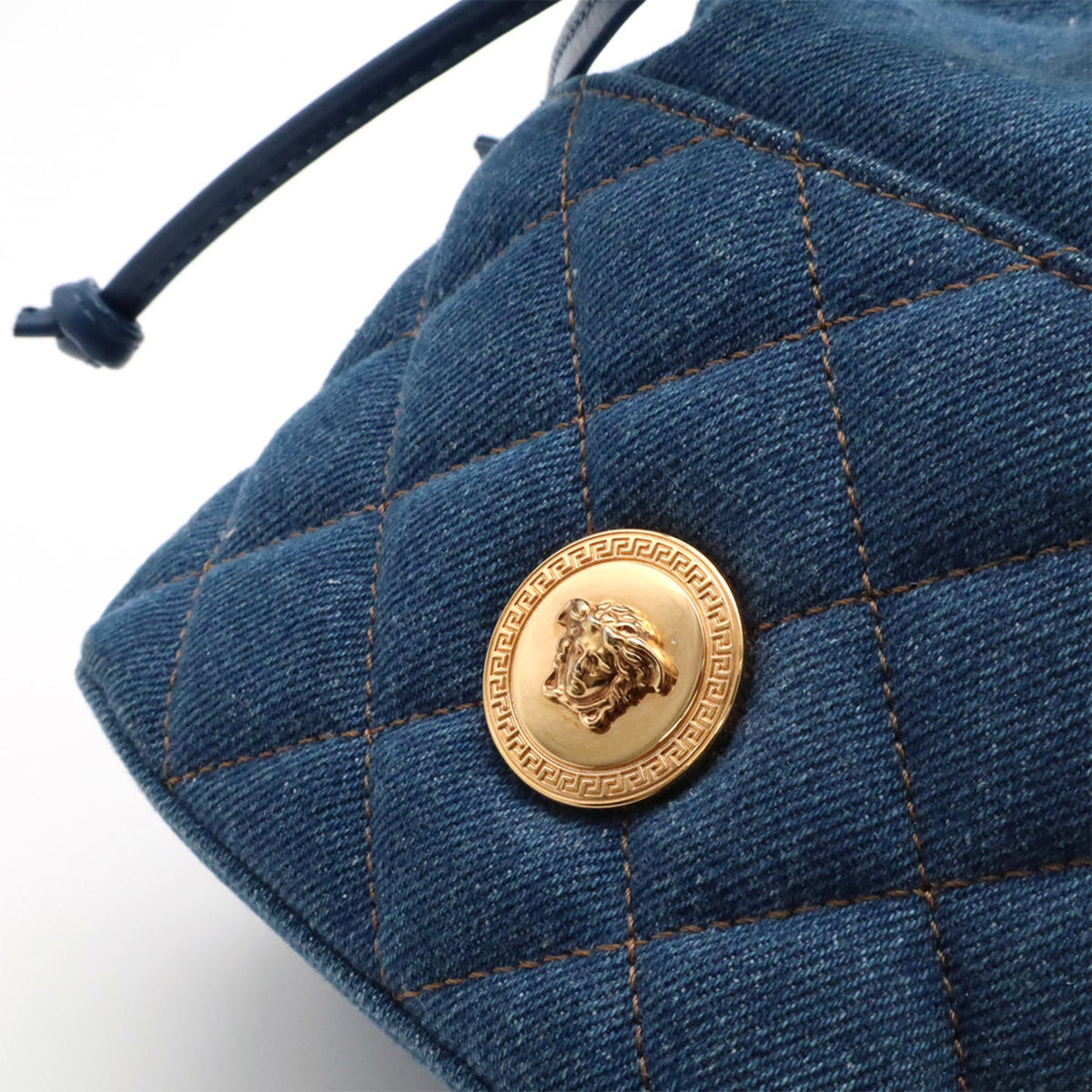 Versace Blue Denim Handbag Shoulder Bag (Pre-Owned)