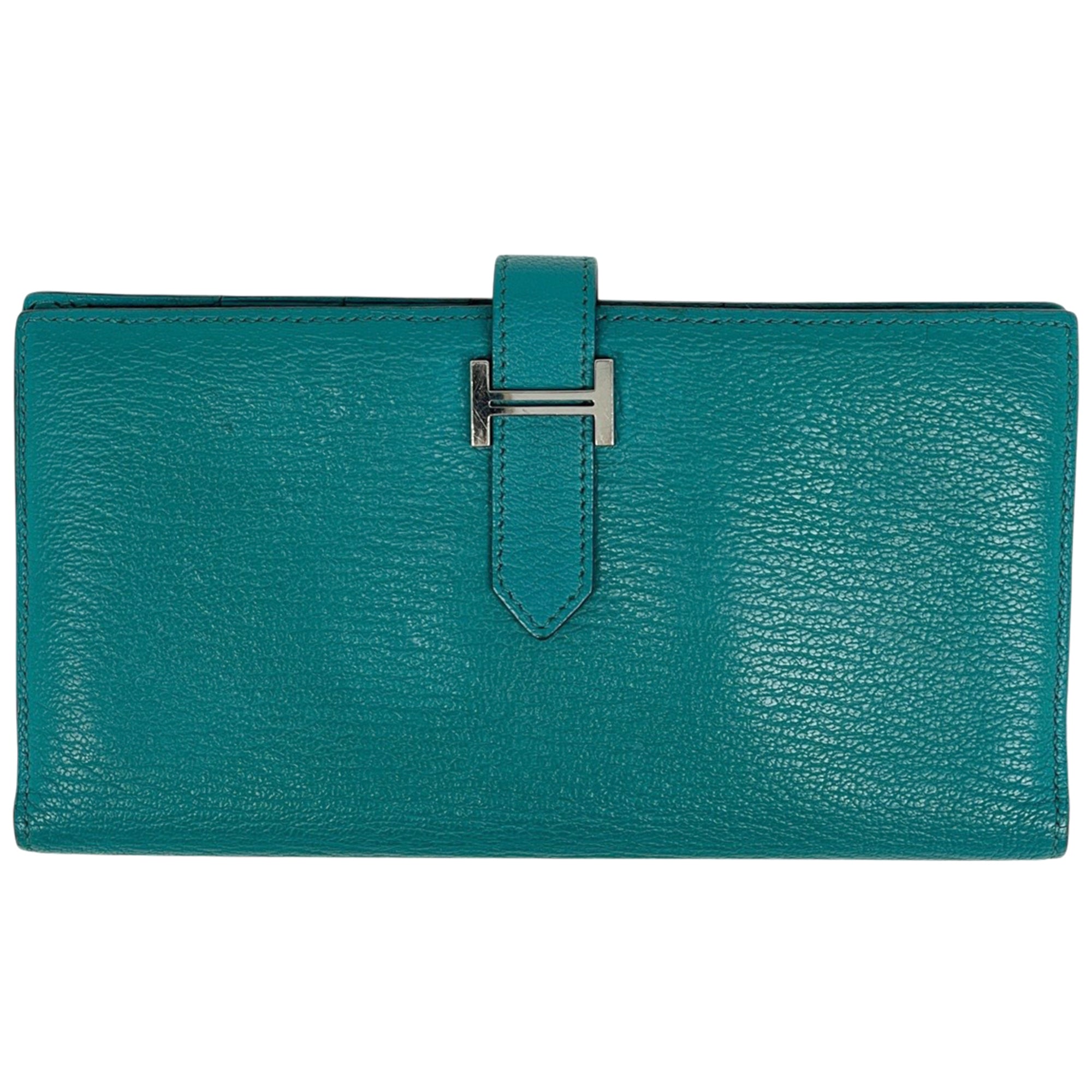 Hermes Soufre Chevre Leather Long Wallet (Bi-Fold) (Pre-Owned)