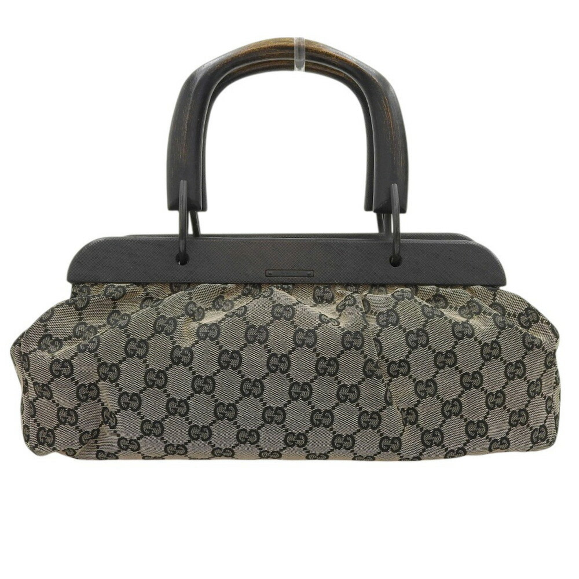 Gucci Gg Canvas Beige Black Brown Gg Canvas Handbag (Pre-Owned)