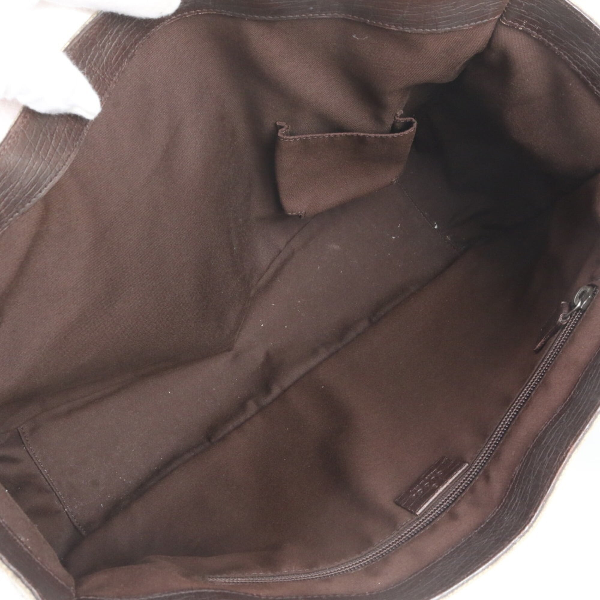 Gucci Brown Leather Coated Canvas Handbag Shoulder Bag Tote Bag (Pre-Owned)