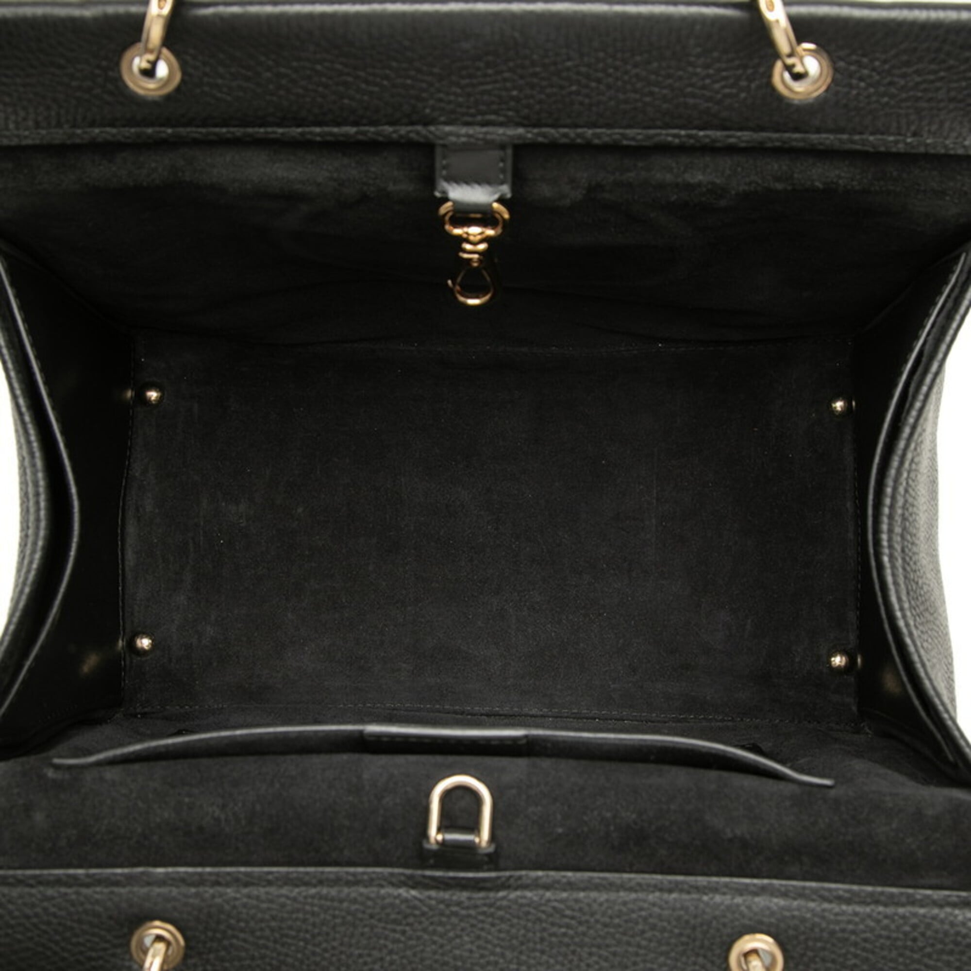 Salvatore Ferragamo Black Leather Handbag Shoulder Bag (Pre-Owned)