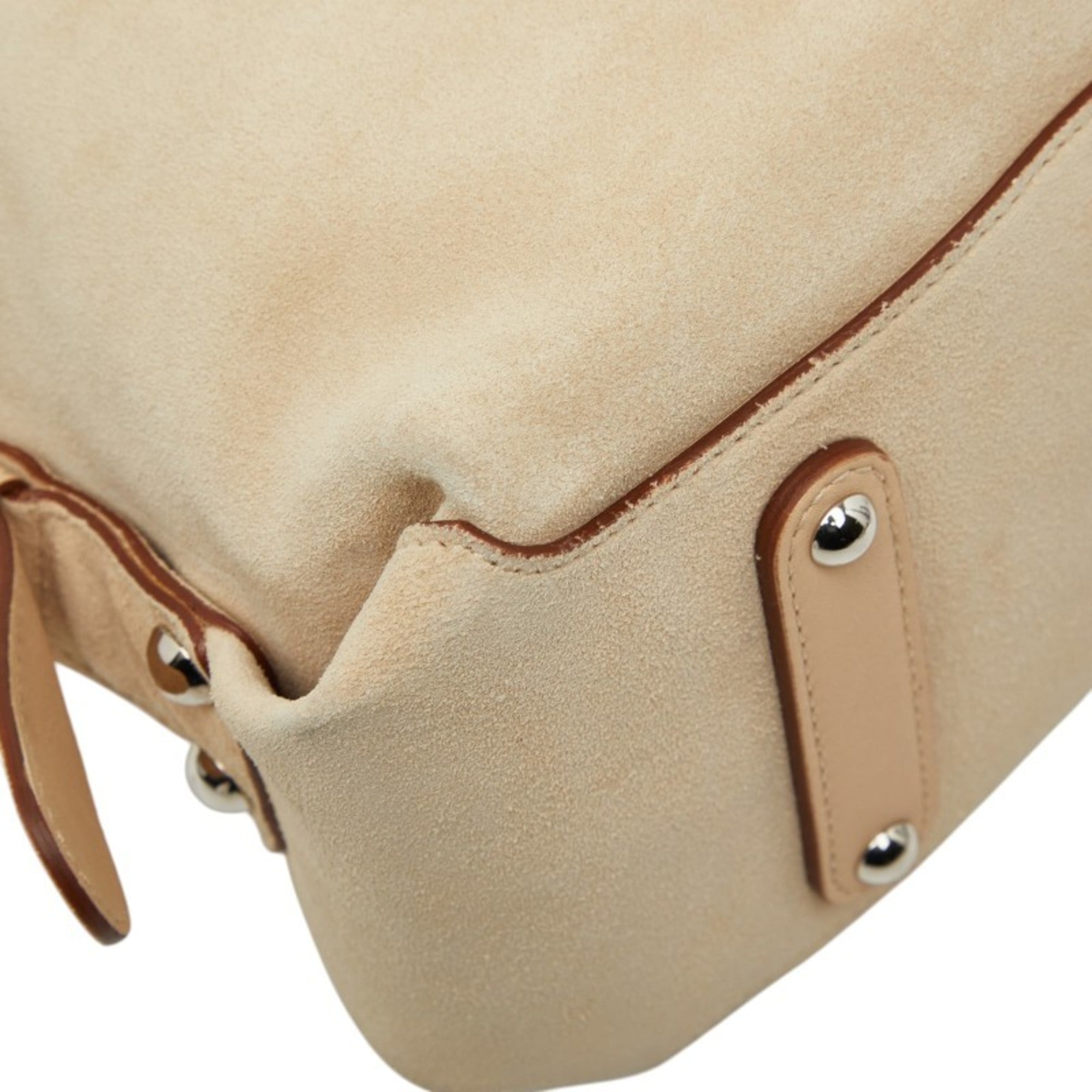 Salvatore Ferragamo Ivory Suede Fur Shoulder Bag (Pre-Owned)
