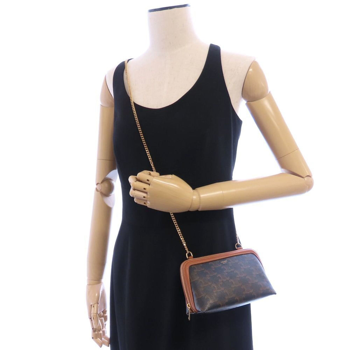 Celine Brown Coated Canvas Shoulder Bag (Pre-Owned)