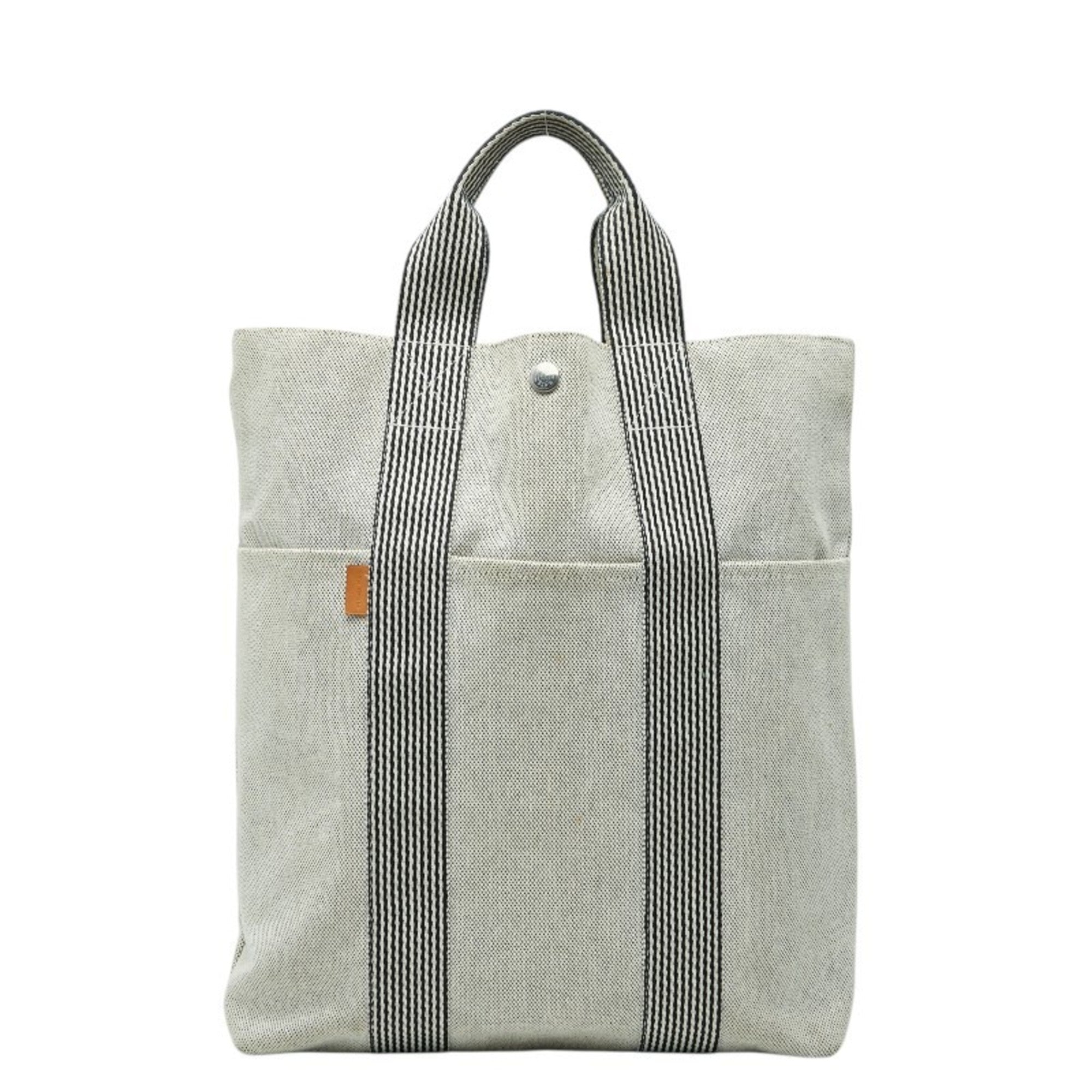 Hermes Gray Canvas Tote Bag (Pre-Owned)