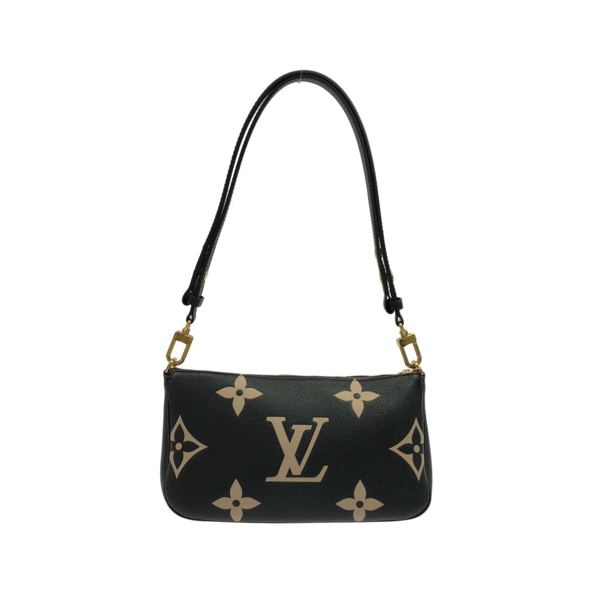Louis Vuitton Beige Black Leather Pochette Shoulder Bag (Pre-Owned)