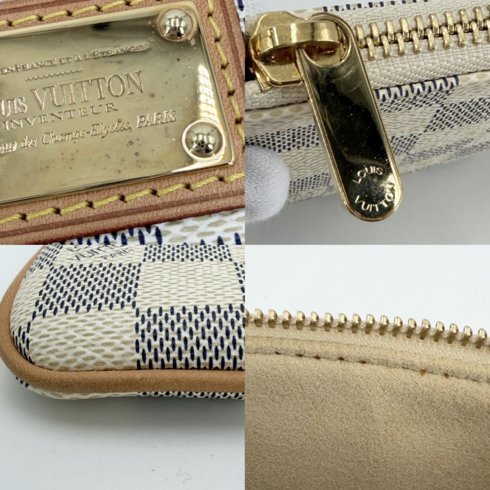 Louis Vuitton White Damier Azur Canvas Handbag Pochette Pouch (Pre-Owned)