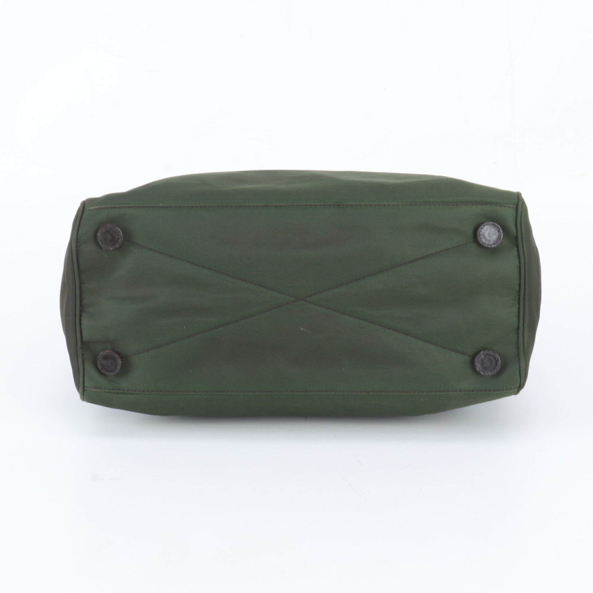 Prada Green Leather Nylon Handbag Shoulder Bag Tote Bag (Pre-Owned)