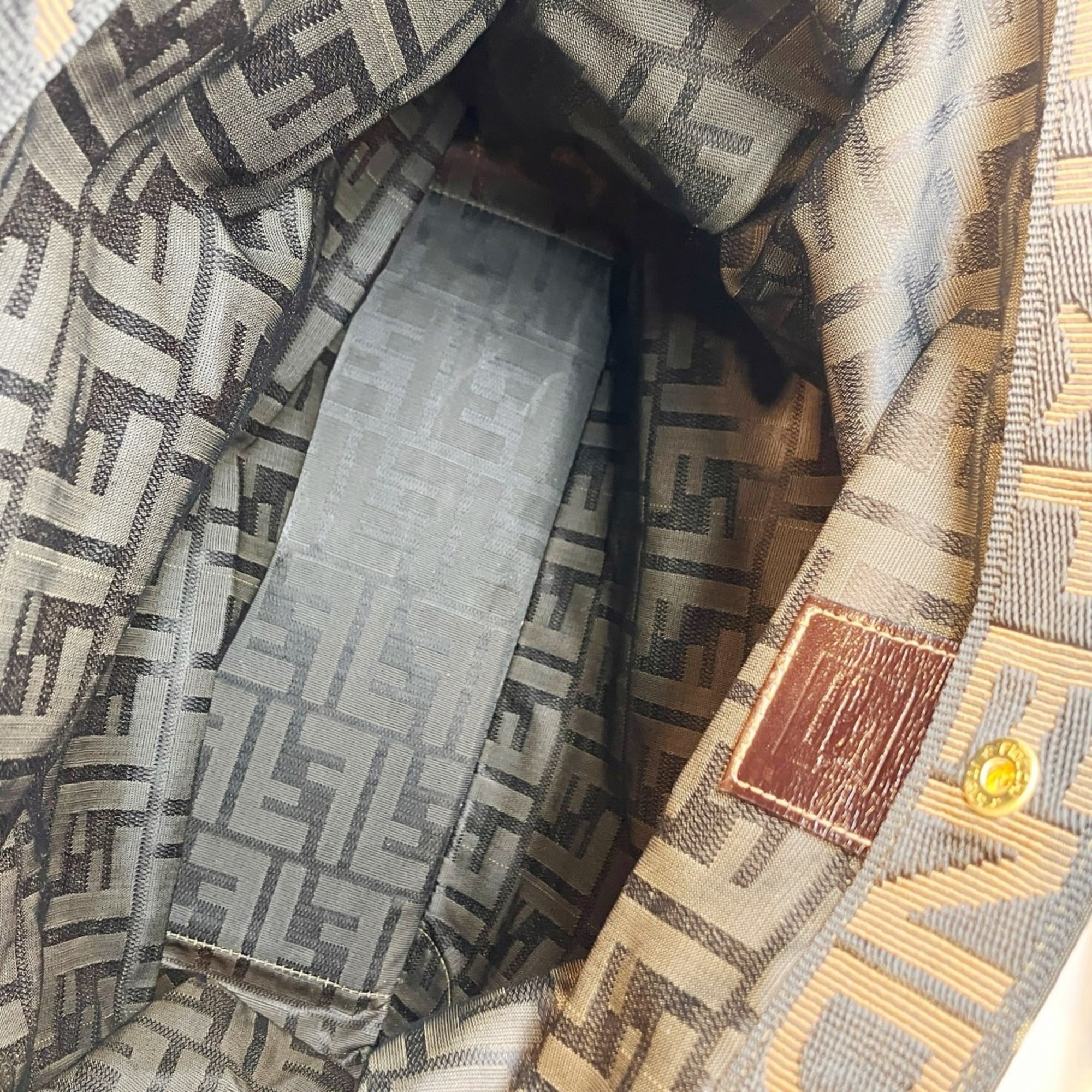 Fendi Zucca Brown Canvas Leather Tote Bag (Pre-Owned)