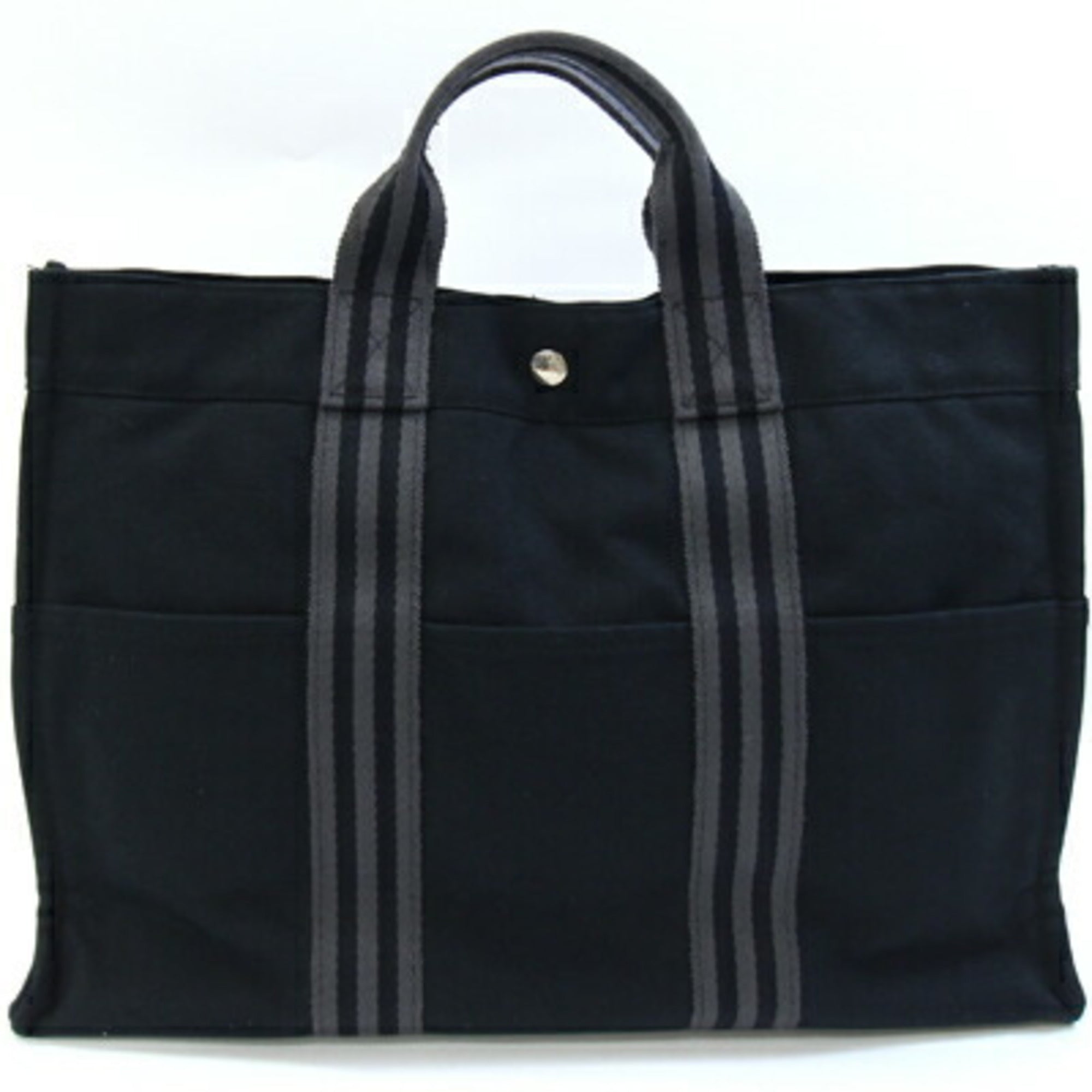 Hermes Black Canvas Handbag Tote Bag (Pre-Owned)