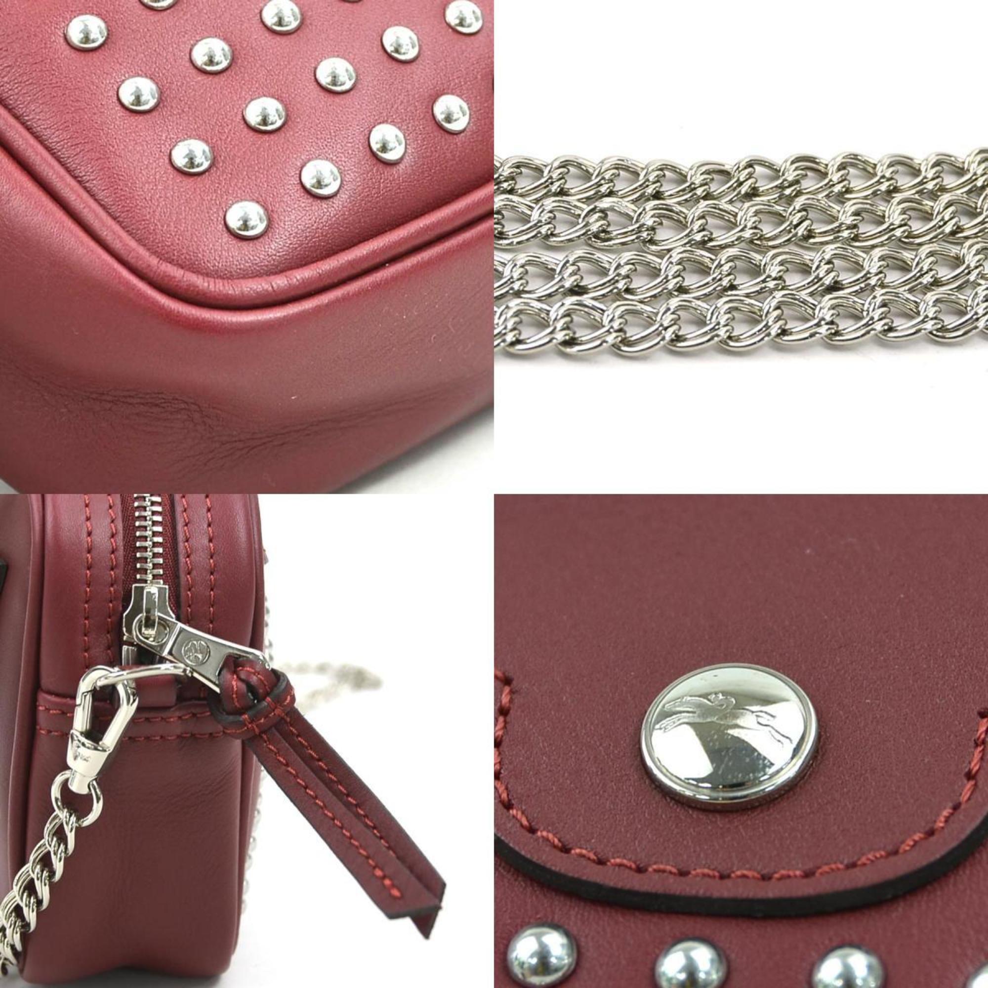 Longchamp Dark Red Leather Shoulder Bag (Pre-Owned)