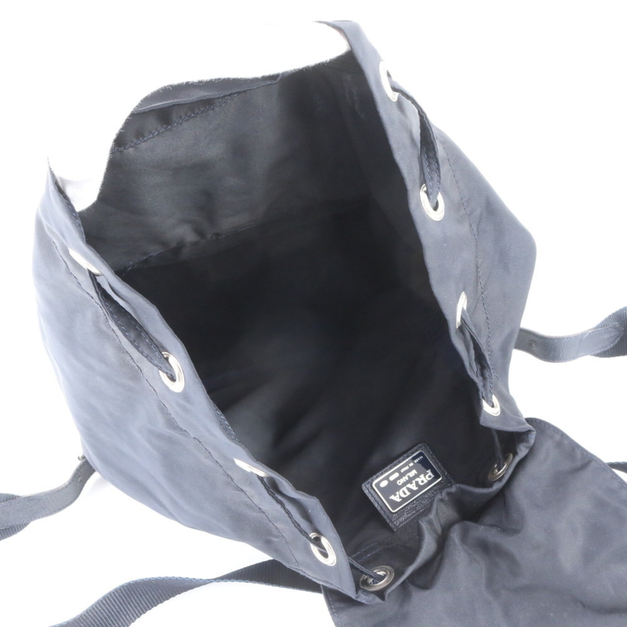 Prada Black Navy Nylon Leather Backpack (Pre-Owned)