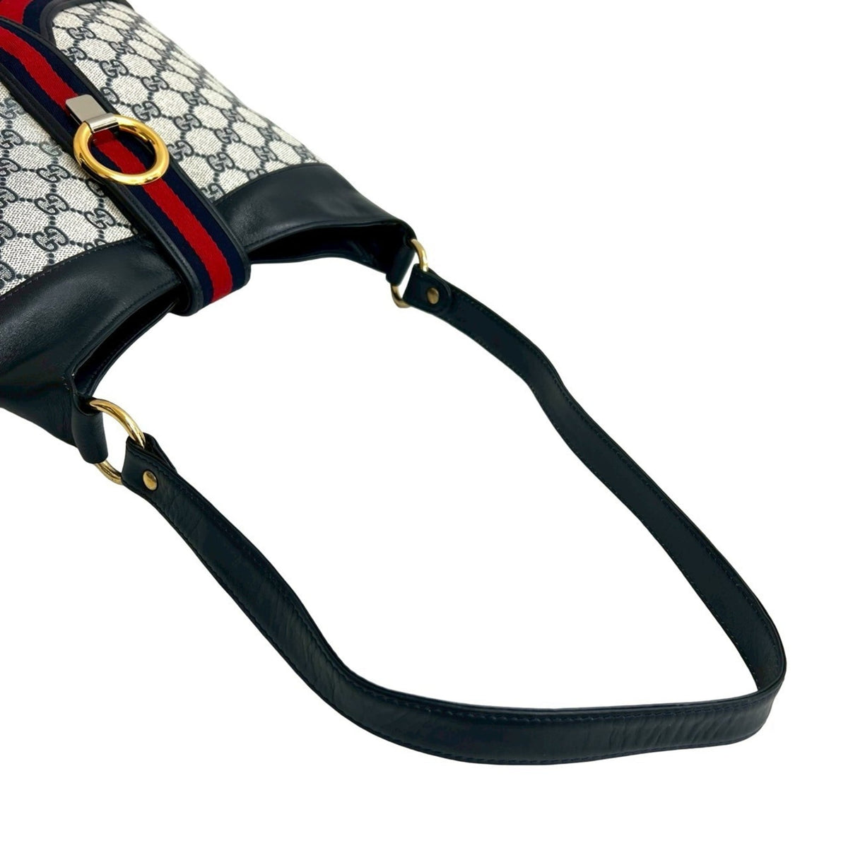 Gucci Navy Red Color Leather Pvc Shoulder Bag (Pre-Owned)