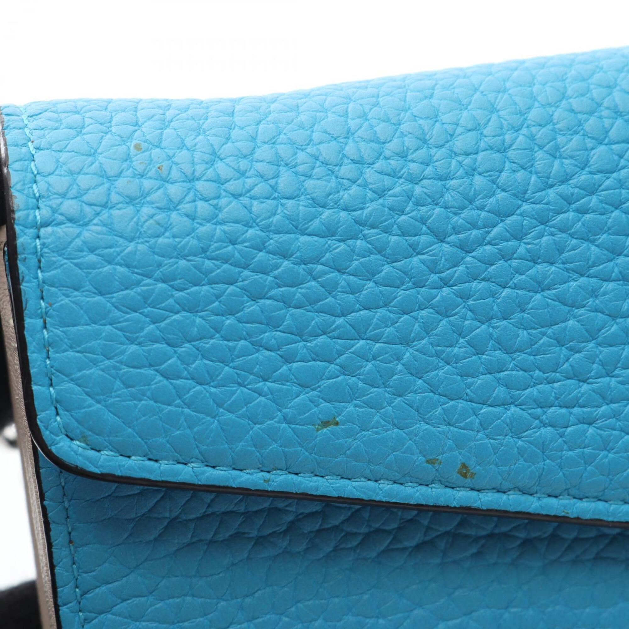 Christian Dior Diorissimo Blue Leather Chain/Shoulder Wallet (Pre-Owned)