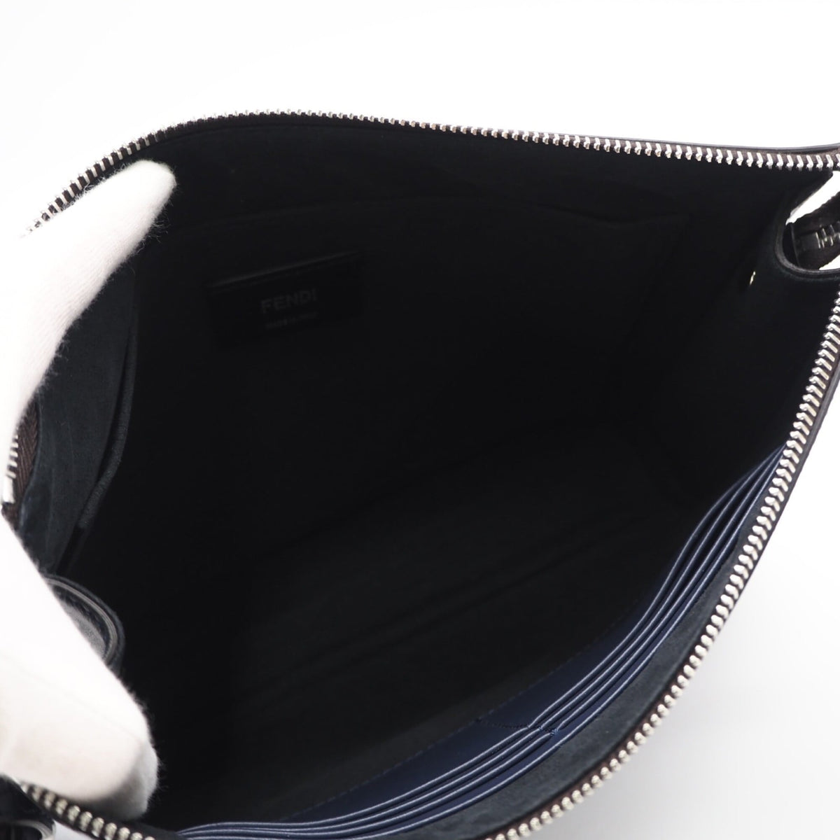 Fendi Navy Leather Clutch Bag (Pre-Owned)