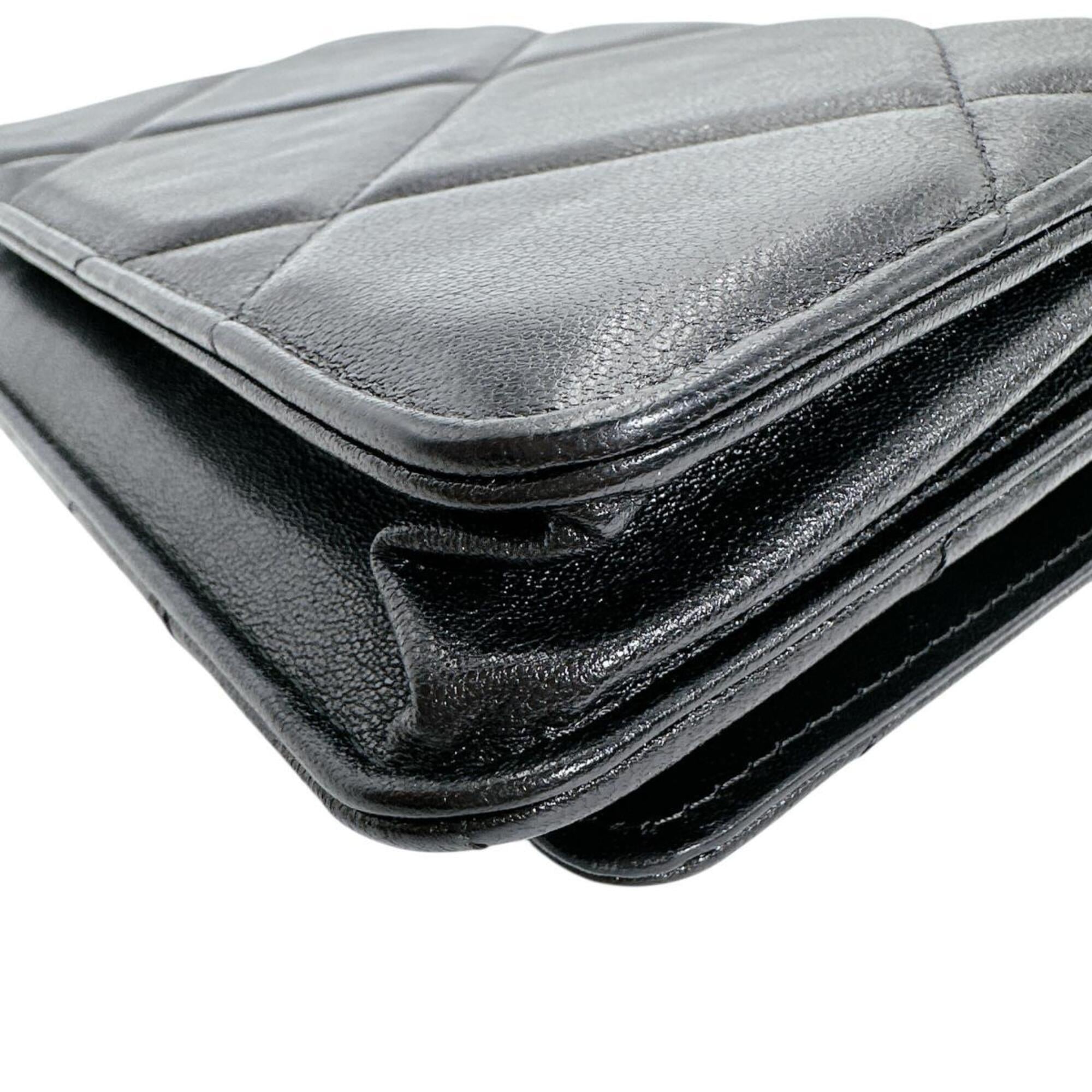 Chanel Black Leather Chain/Shoulder Wallet (Pre-Owned)
